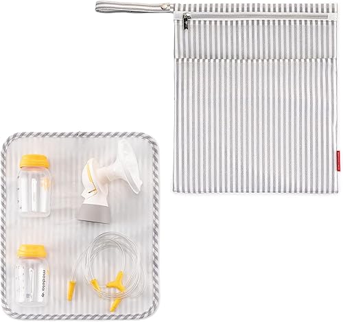 Bolsa húmeda y seca para almacenamiento de piezas de extractores de leche, bolsa impermeable de piezas de bomba con tapete para colocar en el