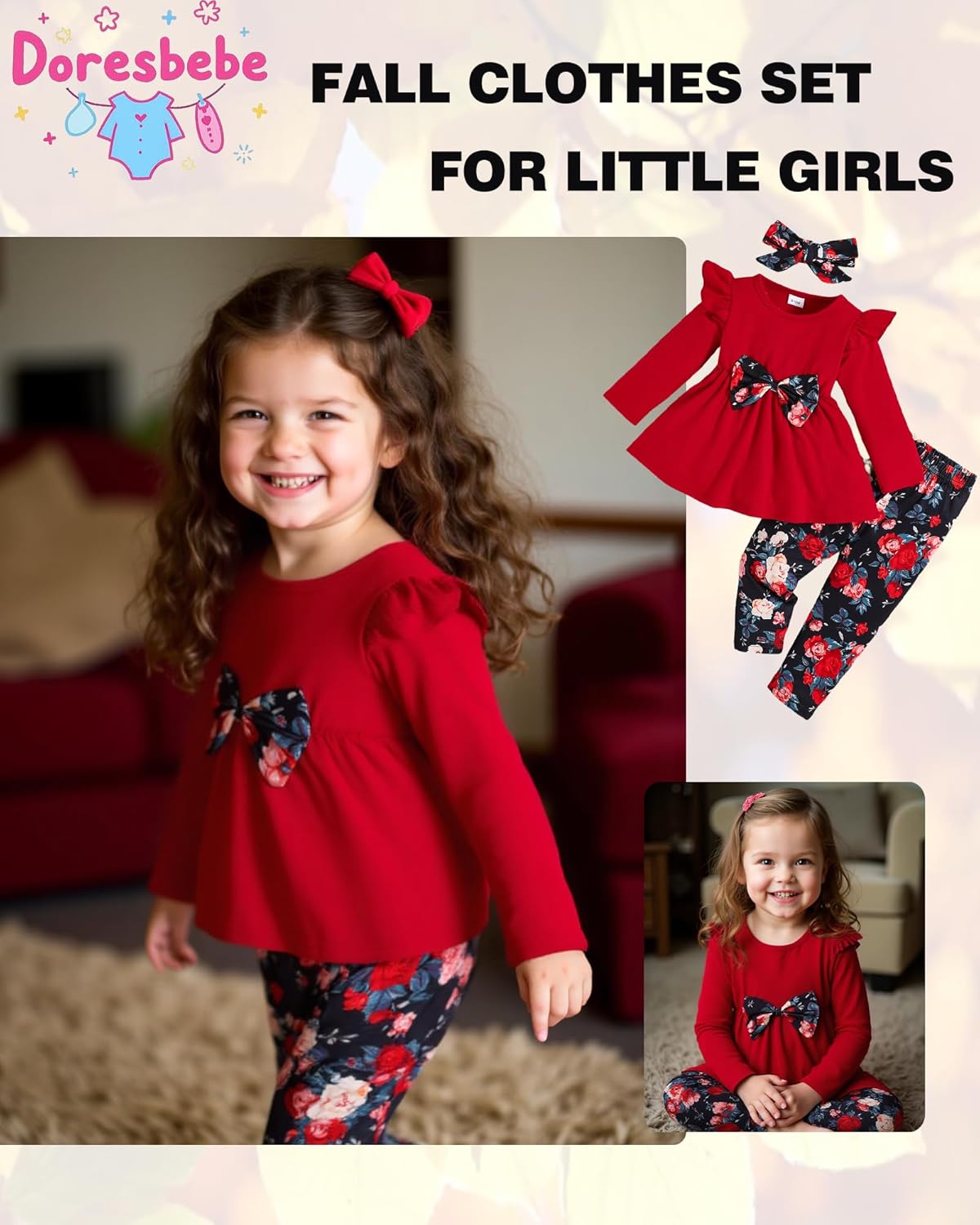 Baby Girl Clothes Toddler Girl Outfits Infant Girl Summer Clothes for Girl Ruffle Shirt Pants+Cute Headband 3PCS - Image 3