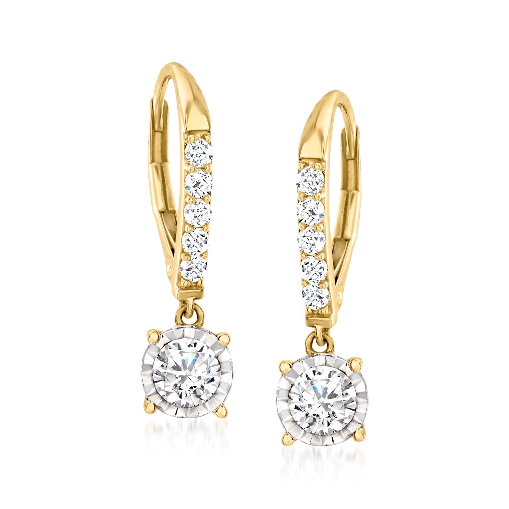 Ross-Simons 1.00 ct. t.w. Diamond Drop Earrings in 14kt Yellow Gold