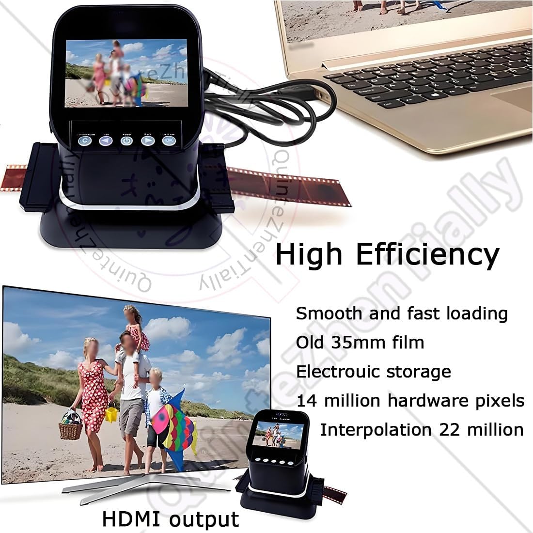 High-Resolution Slide & Negative Digitizer,Professional Digital Film Scanner,All-in-One Digital Converter,Scanning Speed 1-3 S,for Converte Negativi Diapositive 35mm,135,126,127 JPEG