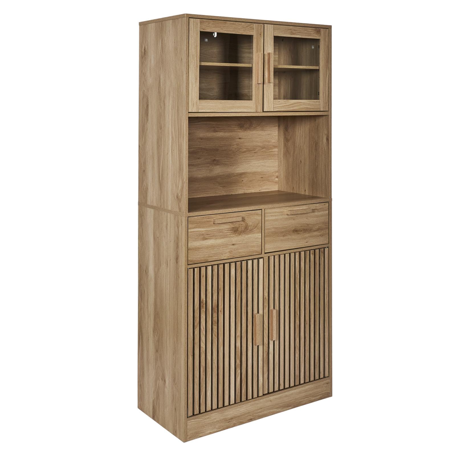 HOME DECO FACTORY, HD0308, Elegantes Küchen-Sideboard aus braunem Holz, optimierte Aufbewahrung mit Regalen, raffiniertes Design für Küche oder Esszimmer, Maße 80x172x40 cm, braun