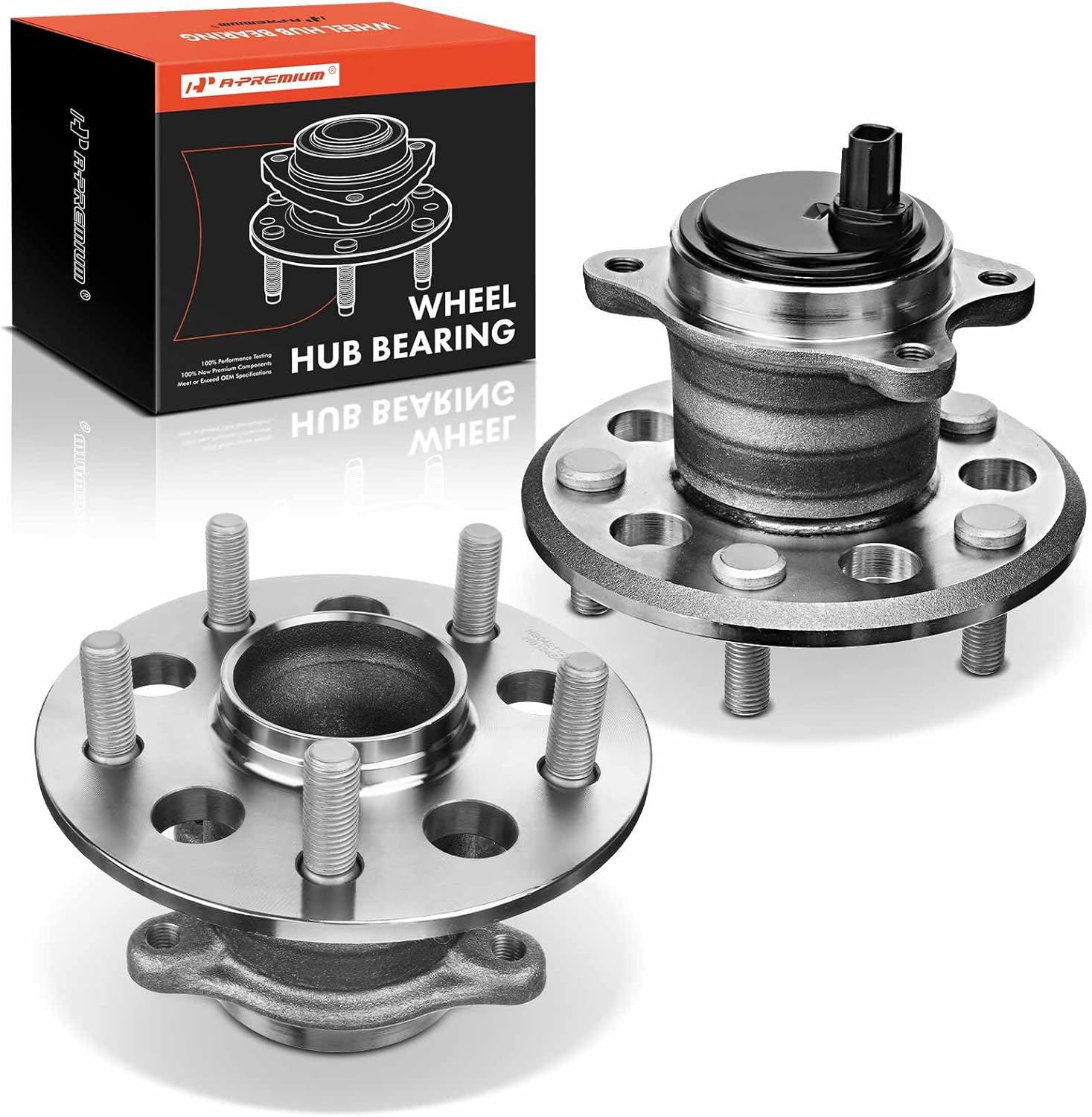 A-Premium 2 x Rear Wheel Bearing and Hub Assembly with ABS & 5-Lug Compatible with Toyota Camry 2012-2017, Avalon 2013-2018