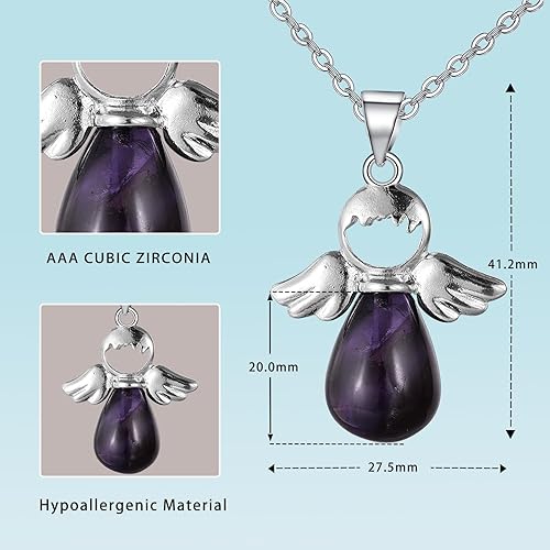 Miniatura 4 de JBAERD Collar de cristal curativo de cuarzo rosa natural envuelto en flores, dije de piedra preciosa hexagonal puntiaguda para curación de reiki,