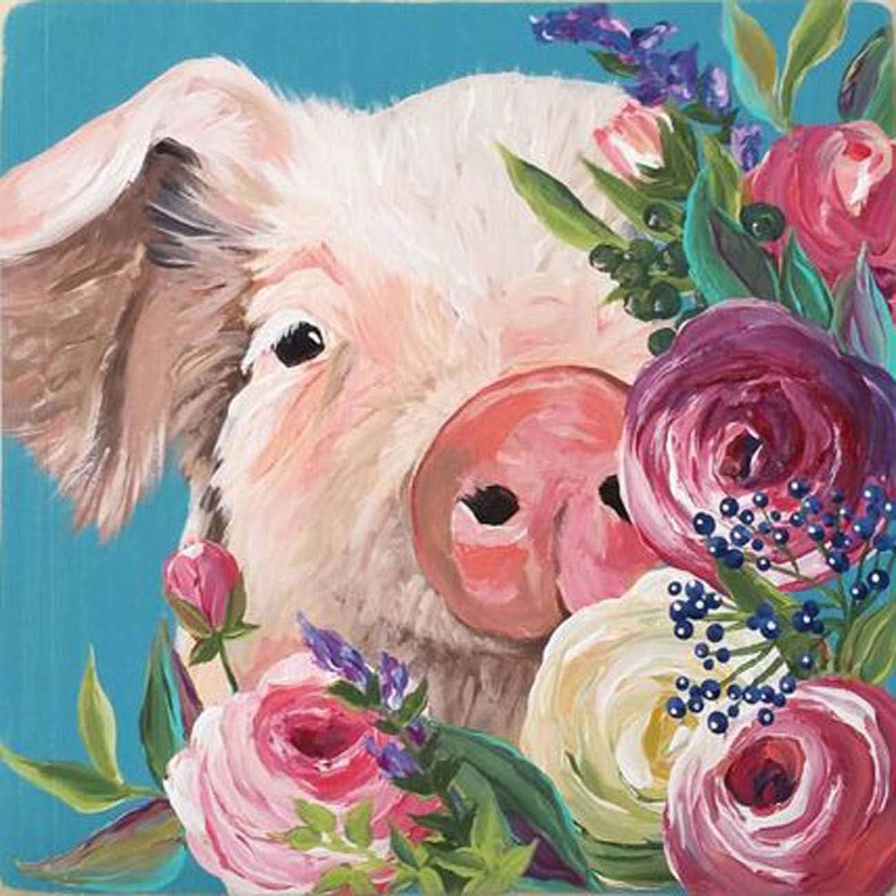Amazon.com: Kaliosy DIY Paint by Numbers for Adults Pigs and Flowers, Oil Painting Animal on Canvas Drawing Paintwork with Paintbrushes Acrylic for Kids Beginner Wall Home Decoration 20x20inch