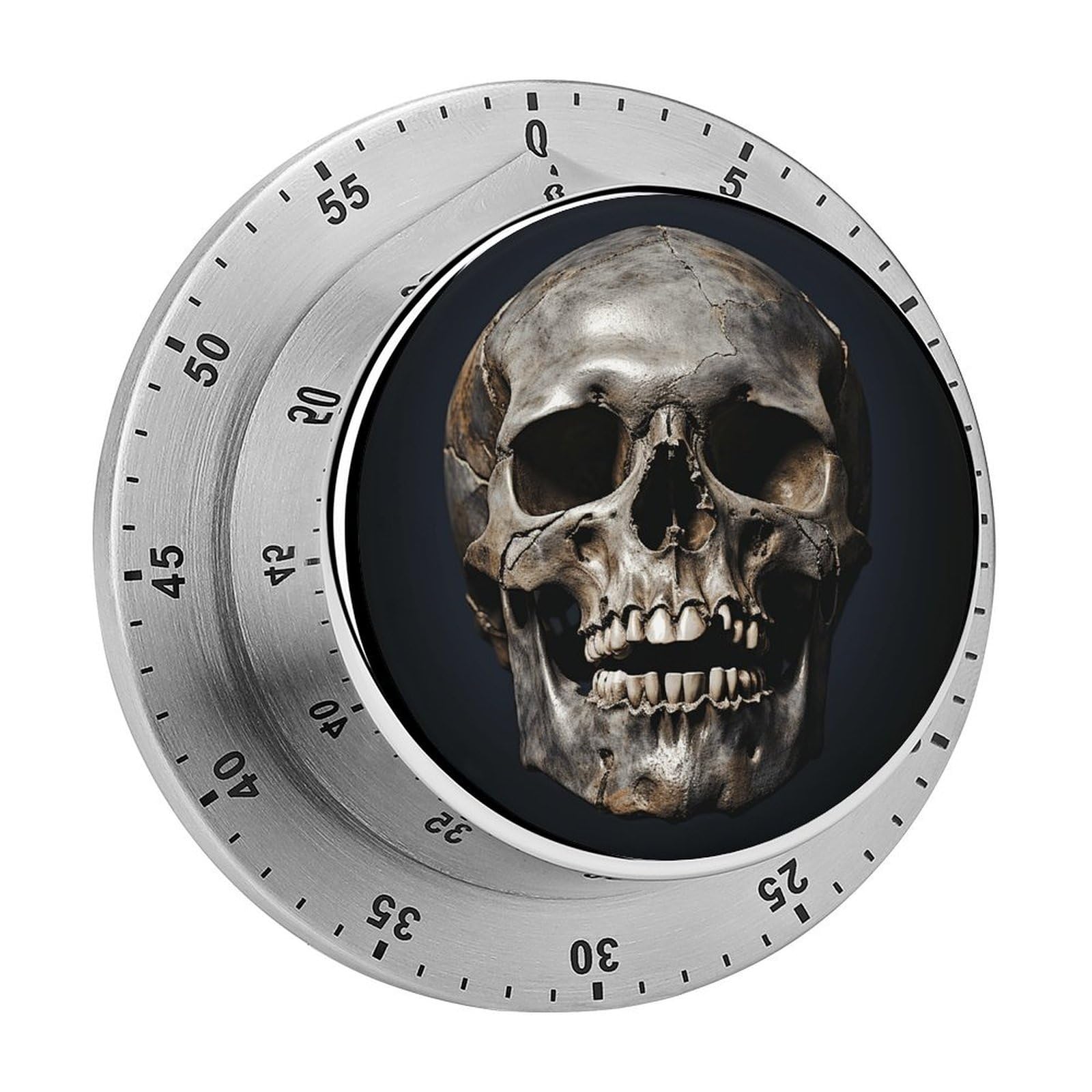 Death Skull Timer with Loud Alarm Precision 60 Minute Wind Up Timer Portable Manual Countdown Timers Exquisite Stainless Magnetic Kitchen Timers for Cooking Chef Clock