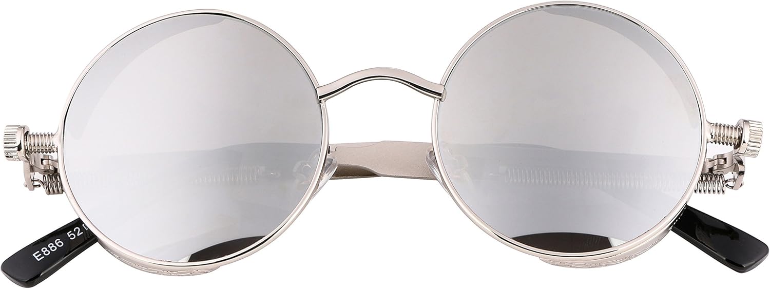 FEISEDY Retro Gothic Steampunk Sunglasses Round Metal Frame Punk Circle Inspired Shade Men B1857 - Image 4