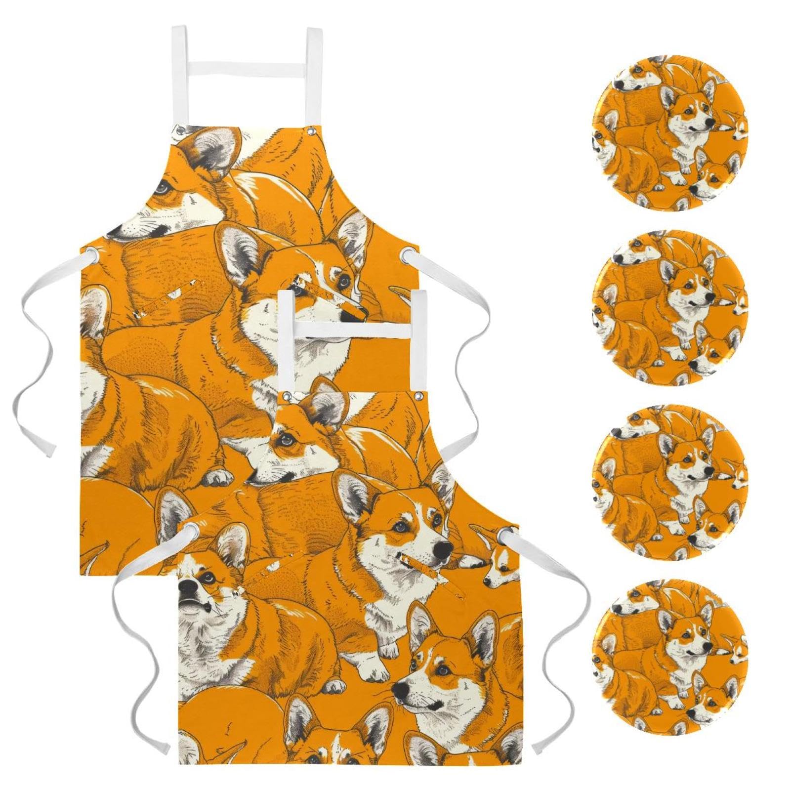 Tablier de cuisine multicolore avec 4 broches et motifs animaux - 7