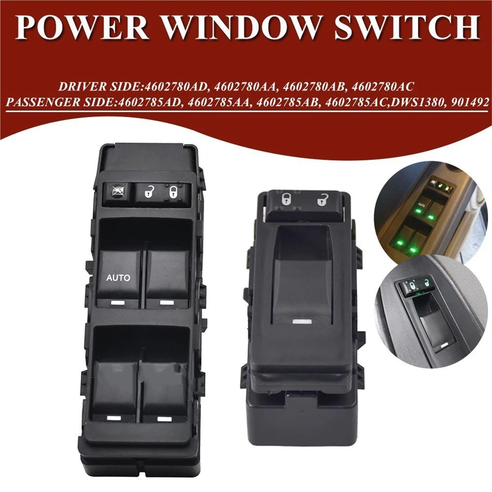 Mando Botonera Elevalunas Para Dodge Para Avenger Para Calibre Para Cargador Interruptor Control Maestro Energía Ventana Botón Regulador Eléctrico Delantero Izquierdo