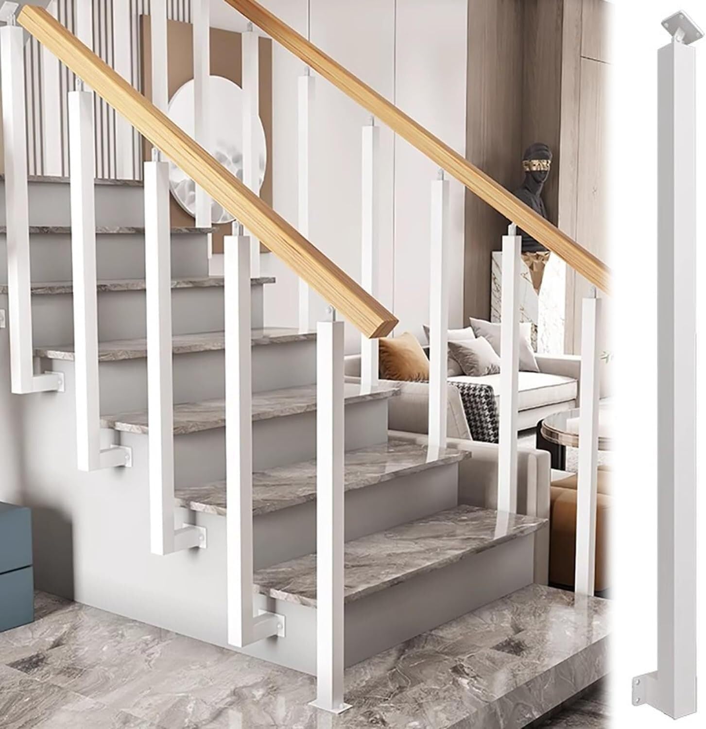Barandillas de escalera de metal para evitar caídas en escalones estrechos con pack de 85cm