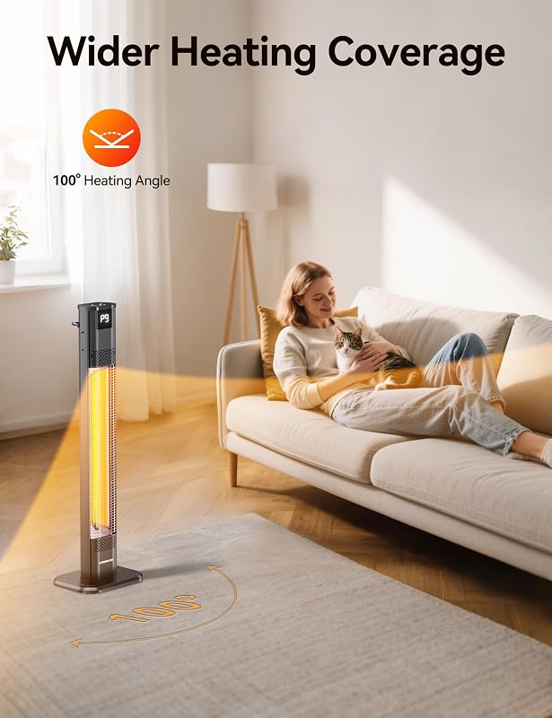 VAGKRI Outdoor Heaters, 1s Heating Carbon Infrared Patio Heaters With Remote, 9 Heat Levels, 24H Timer, IPX5 Waterproof, 42in Electric Space Heaters for Home, Office, Restaurant, Patio, and Garage image 5