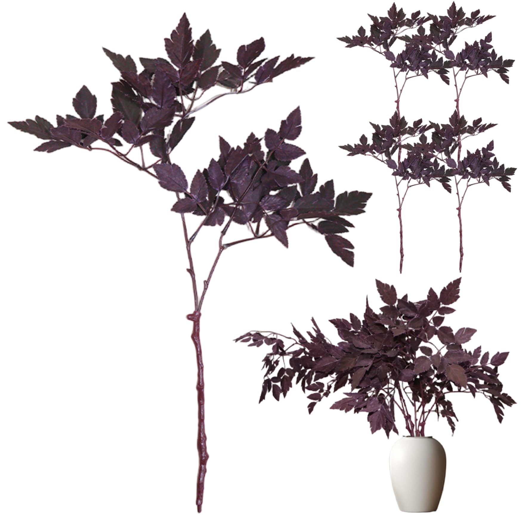 Ameble 4Pcs 20 Inch Silk Faux Cimicifuga Stems with Fall Leaves, Lifelike Branches for Vase, Fireplace Mantel, Centrepieces, Farmhouse Home Garden Wedding Decor