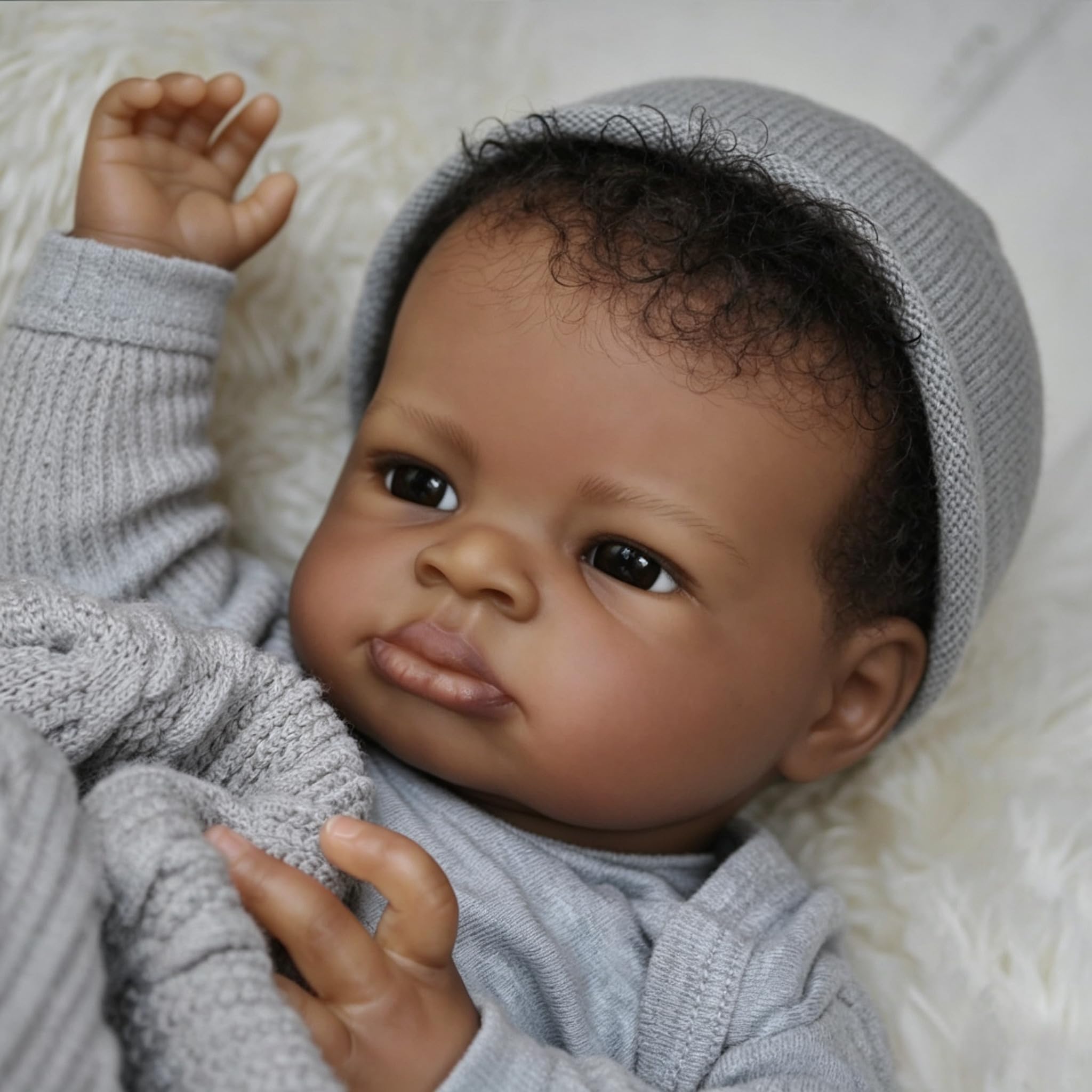 Zero pam 50 cm Reborn Baby Puppe Schwarze,Reborn Baby Junge Vollvinyl Lebensecht Anatomisch Korrekt,Realistische Babypuppen Weichen Körper, Vinyl Babypuppen Wie Echtes Babys