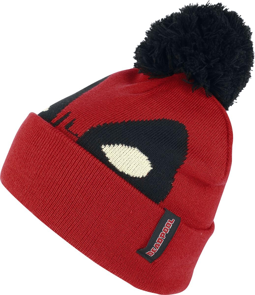 Deadpool Beanie Marvel Face Pom Red
