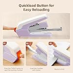 Deli Effortless Desktop Stapler, Heavy Duty Stapler, 40-50 Sheet Capacity, One Finger, No Effort, Includes Staples & Staple Remover, Violet