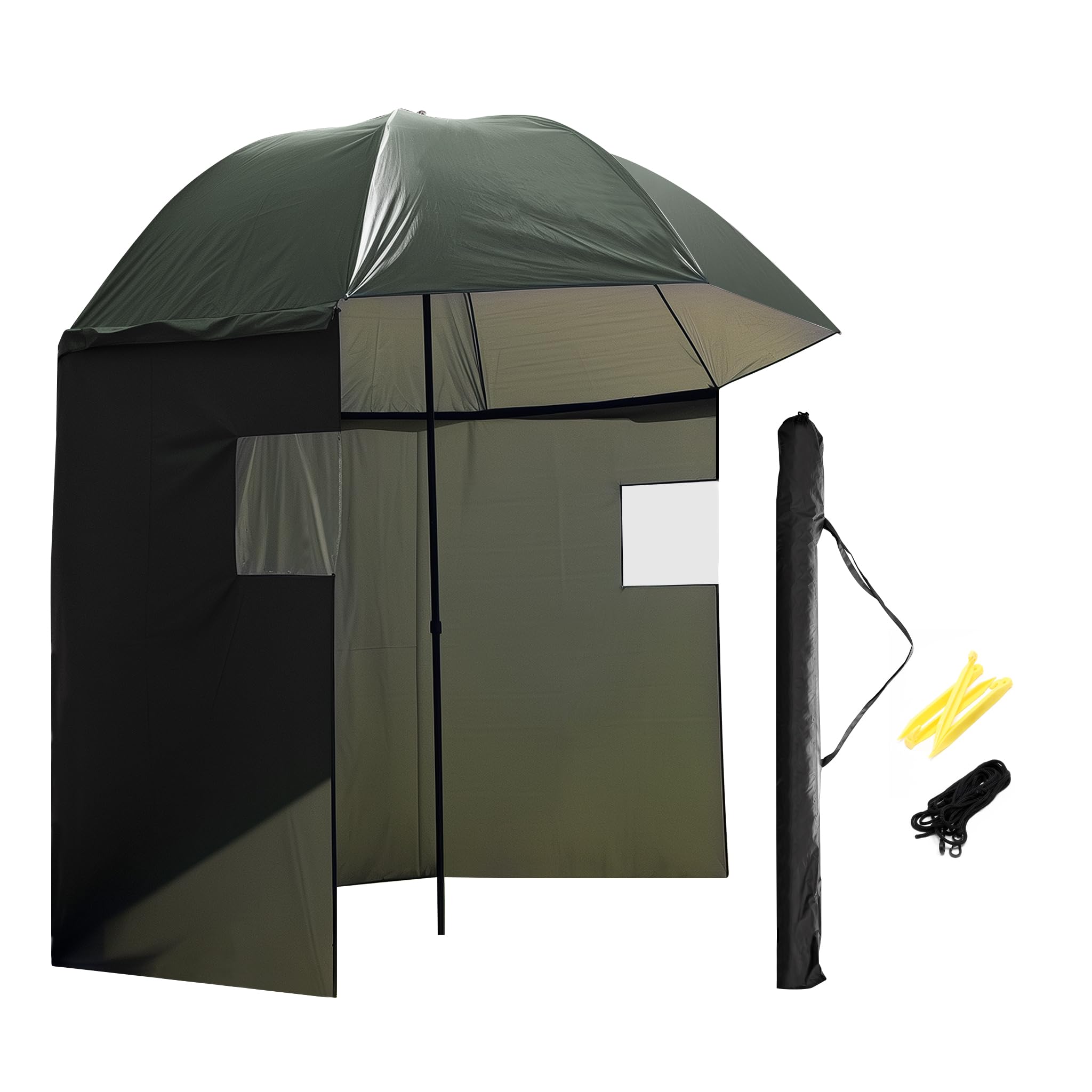 Fishing umbrella 250cm with side wall and two viewing windows wind and rain protection while fishing