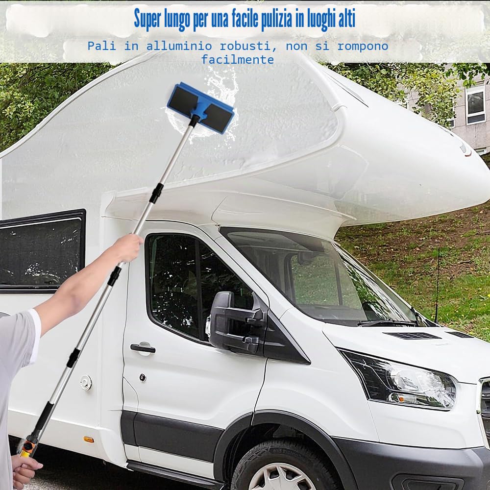 Spazzola Lavaggio Auto, Spazzolone Lavaggio Camper 168cm, Idrospazzola Per Lavaggio Camper, Spazzola Lavaggio Camion, Spazzolone Telescopico Per Lavaggio, per Caravan, Auto, Camion, Autobus, furgoni
