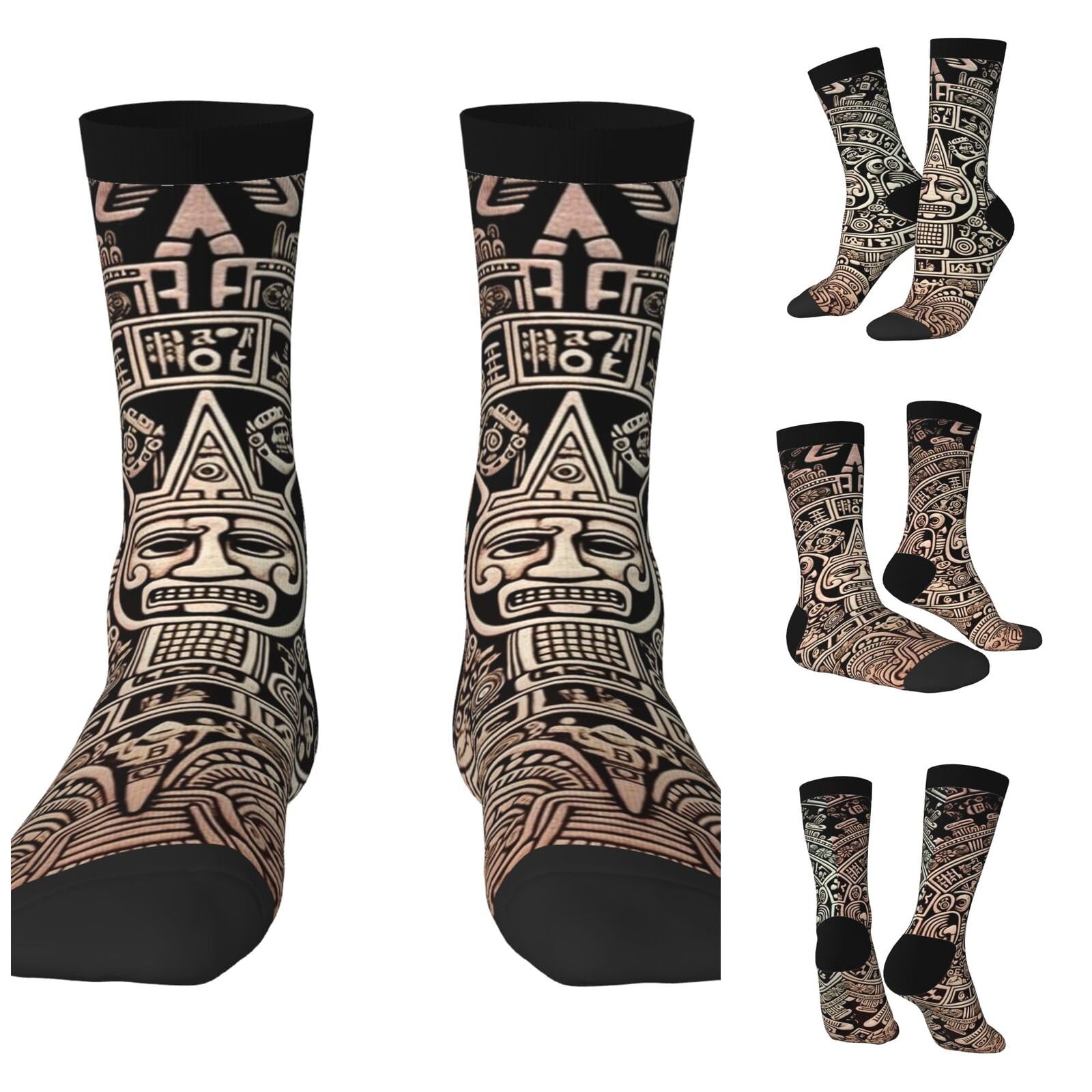 LZQPOEAS Mayan Calendar End of The World Athletic Socks Unisex Cushioned Crew Socks Hiking Running Calf Sock Soft Above Ankle Sock