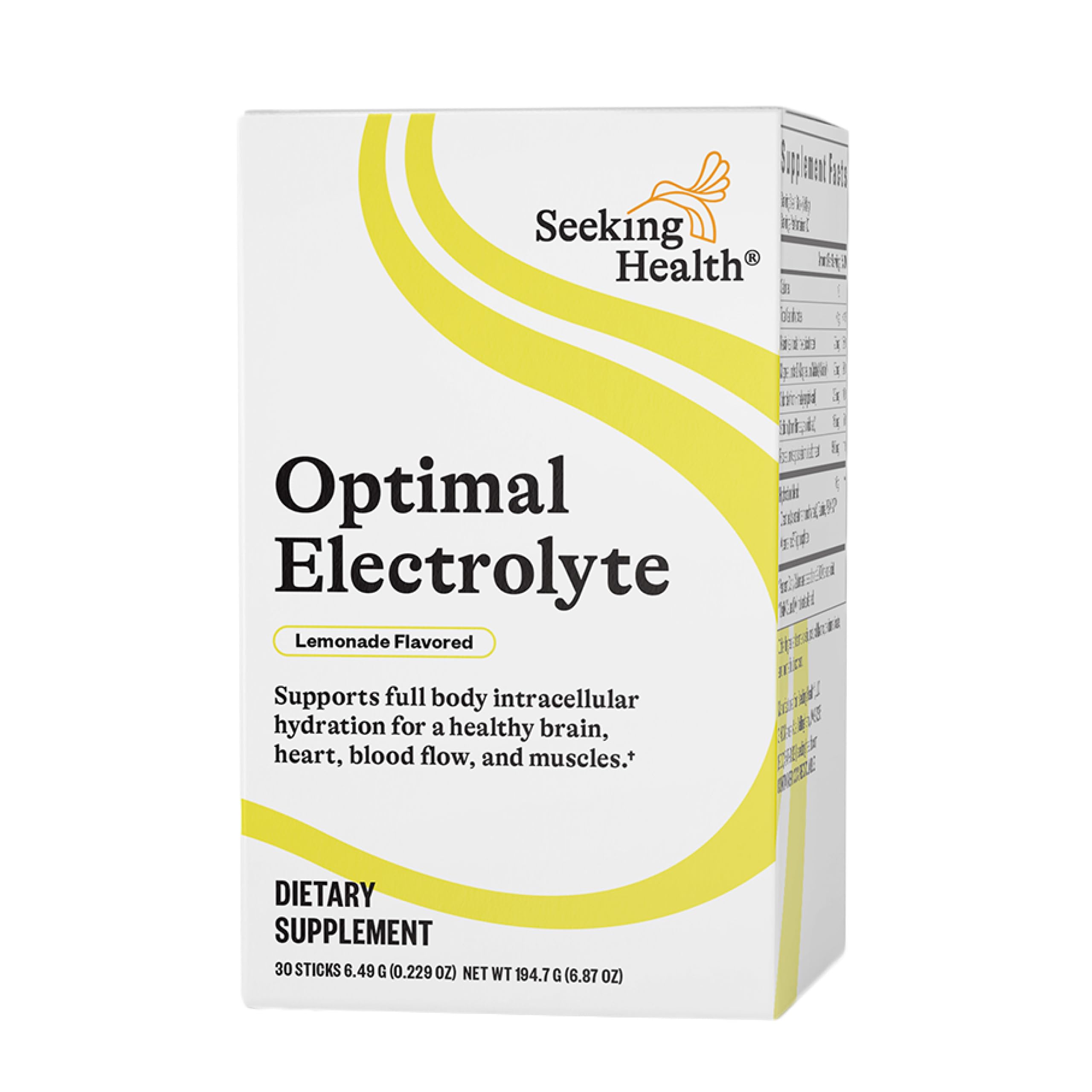 Seeking Health Optimal Electrolyte Sticks - Electrolyte Drink for Hydration, Heart & Muscle Recovery† Support - Supports Active Lifestyle - Vegan, Gluten-Free & Non-GMO - Lemonade Flavor, 30 Sticks