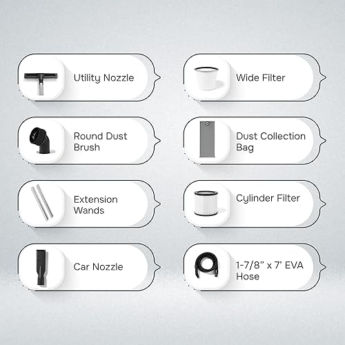 Miniatura 2 de Aspiradora húmedaseca de 21 galones y 8.5 de potencia máxima, tanque de acero inoxidable, 2 en 1, aspiradora portátil de tienda con accesorios,