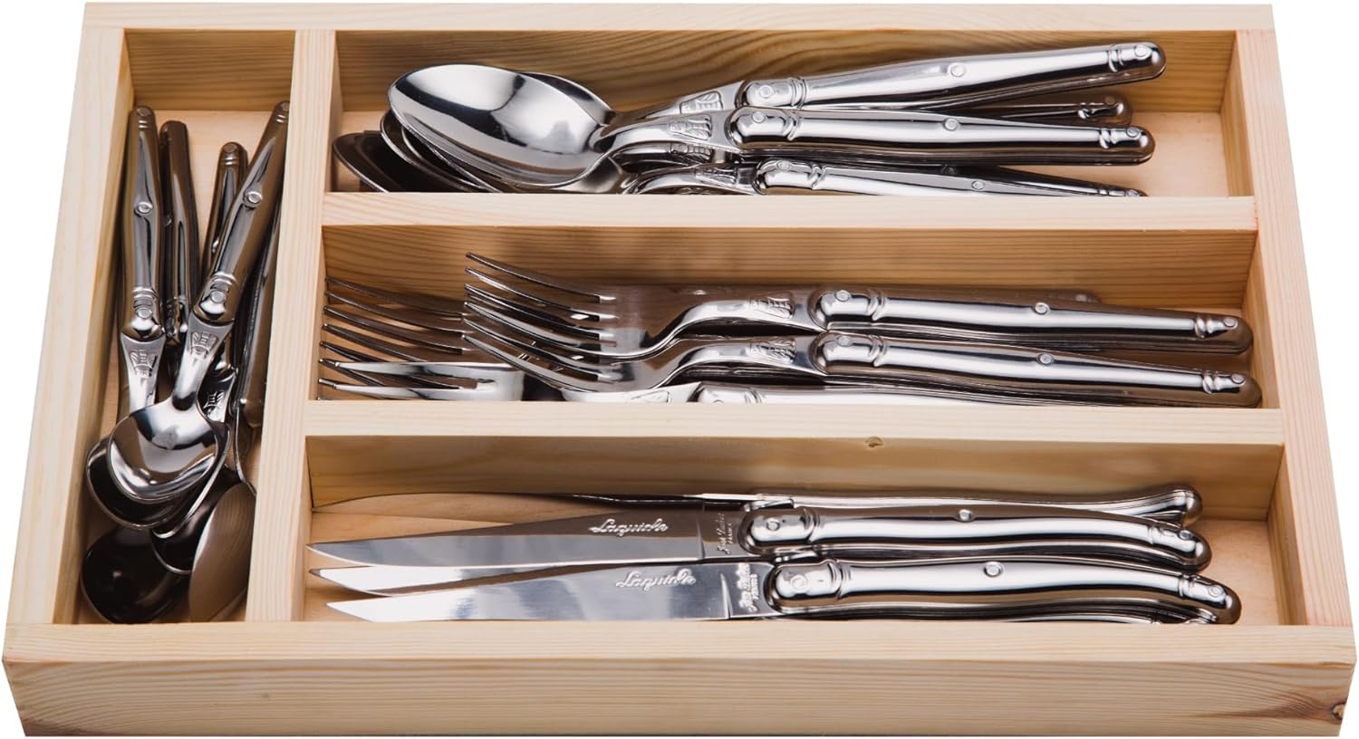 Jean Dubost JD07-13650.SS 24 Piece Everyday Flatware Set In a Tray, Stainless Steel