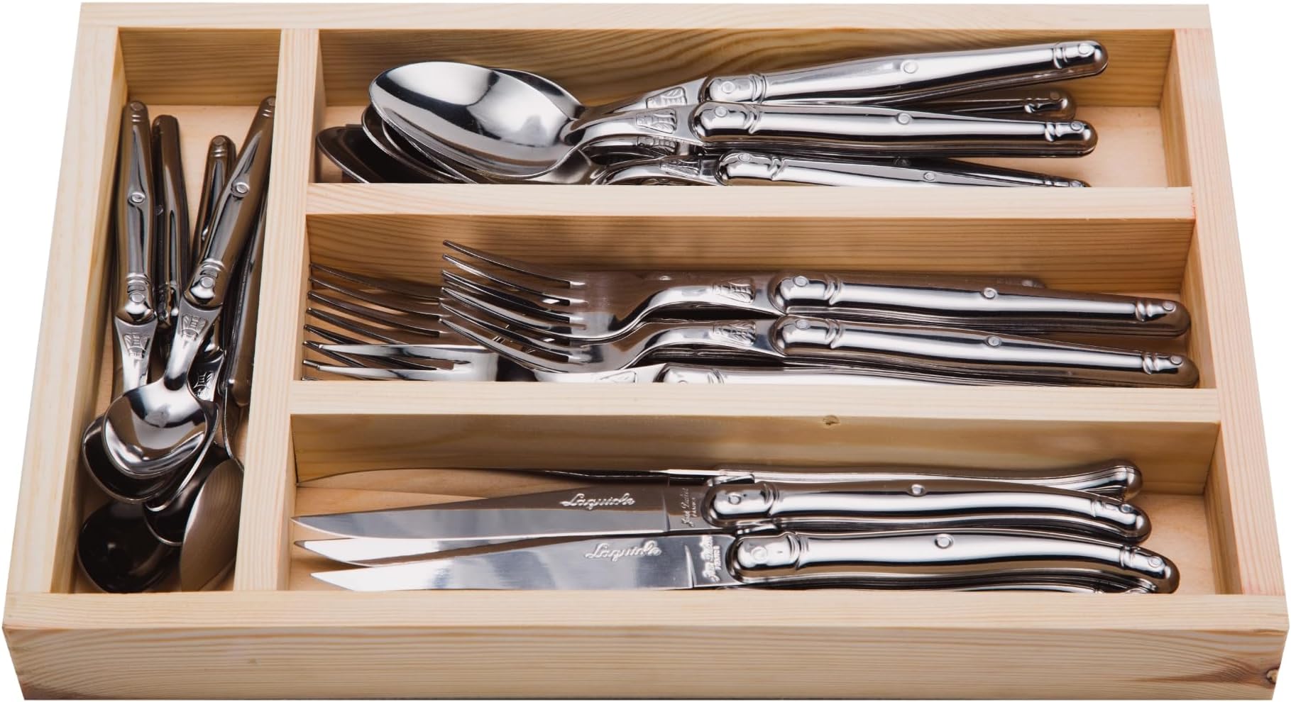 JD07-13650.SS 24 Piece Everyday Flatware Set In a Tray, Stainless Steel