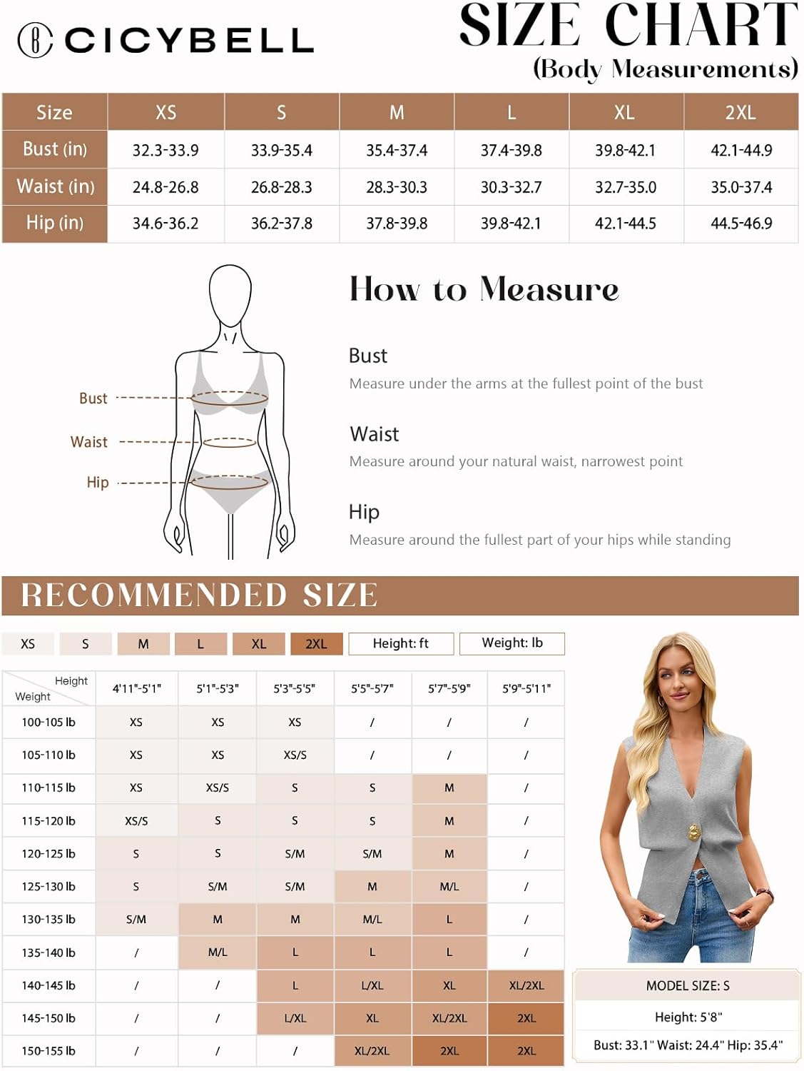 Cicy Bell Womens V Neck Sweater Vest Dressy Casual Knit Sleeveless Shirts Slim Fit Lightweight Button Fall Tops - Image 8