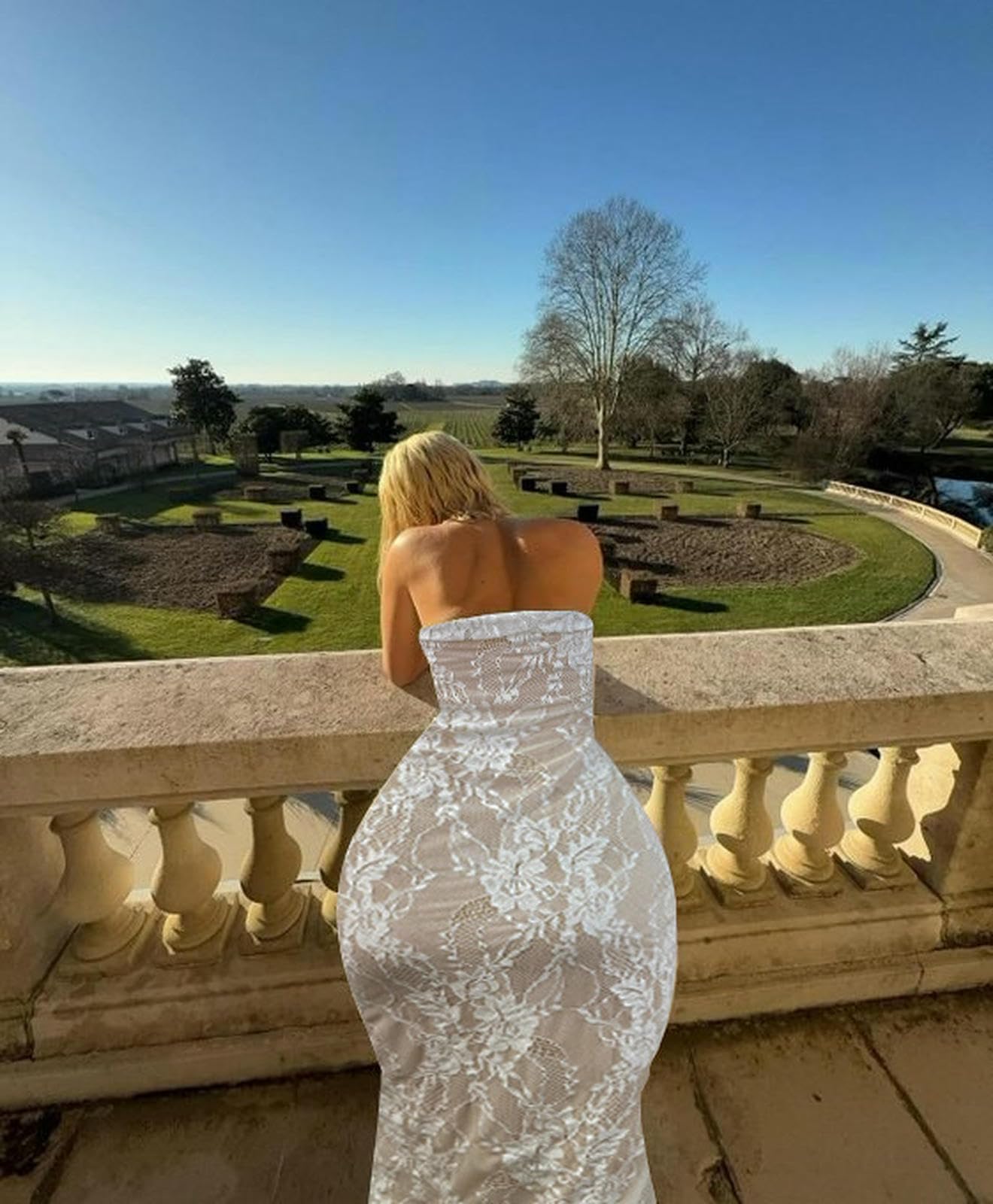 Robe Maxi D'été pour Femmes, sans Manches Manches, Supérieure en Dentelle Manches-Blanc-m