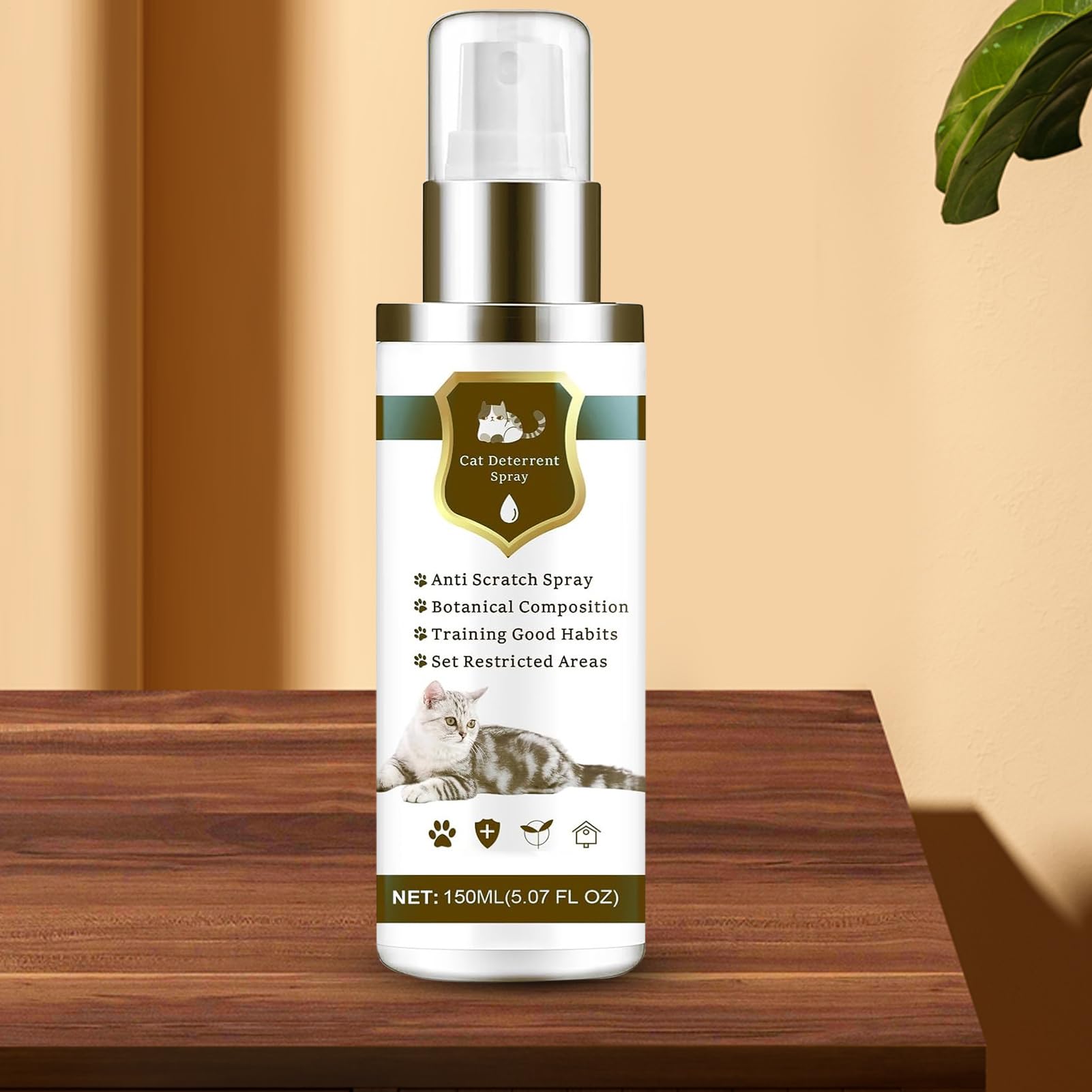 Spray Antigatos | 150ml Seguro Natural Antiarañazos - Control Interior Felino,Protege Neumáticos Sofás Alfombras Césped Patio Balcón Terraza Piscina