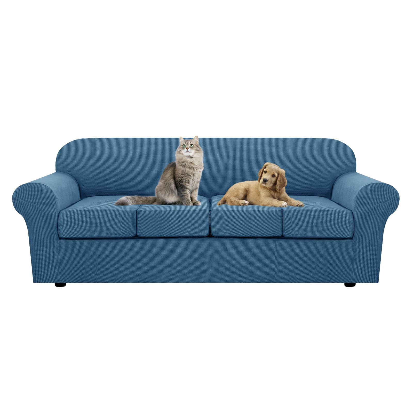 SYLC Ektorp Sofa Cover with Seat Cushions Covers and Backrests Covers Sofa Covers Stylish Stretch Jacquard Couch Slipcover Protector (Blue,L Sofa+4 L Seats)