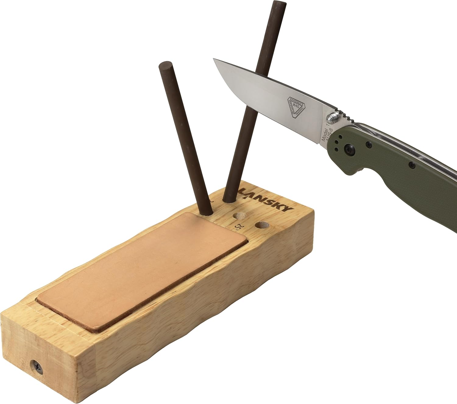 Lansky TurnBox Crock Stick® Knife Sharpener, 4 Rod Ceramic with Leather Strop, 20 and 25 Degree Angles, 2-Stage System