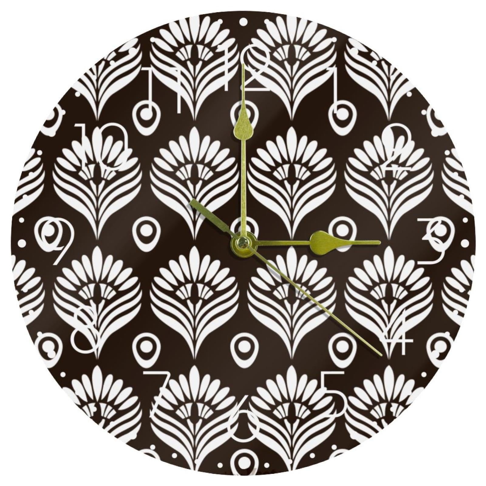 Horloge murale paon noir et blanc de 25 cm silencieuse pour salon moderne