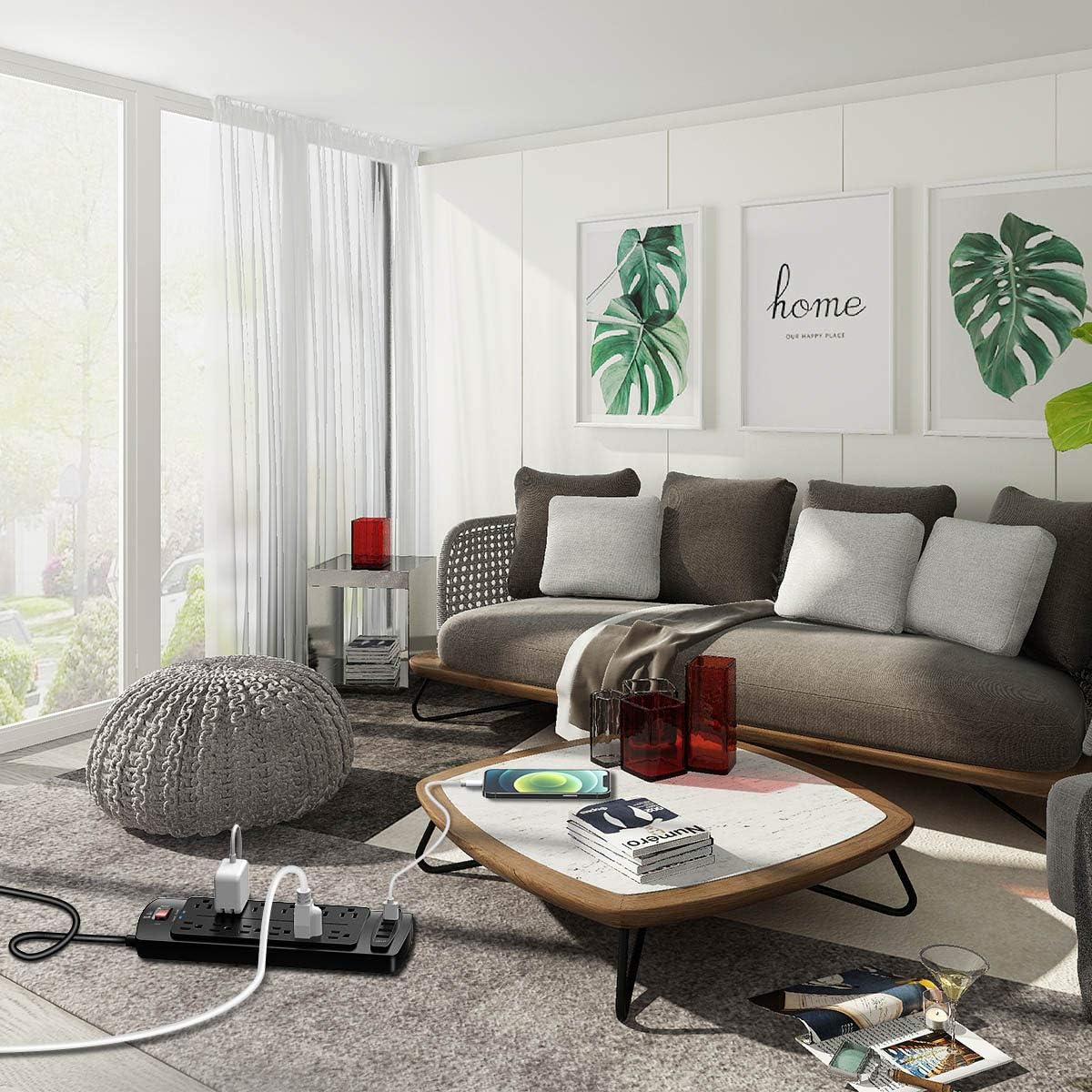 Power Strip , Tcstei Surge Protector with 12 Outlets and 4 USB Ports, 6 Feet Extension Cord (1875W/15A) for for Home, Office, Dorm Essentials, 2700 Joules, ETL Listed, (Black) : Electronics