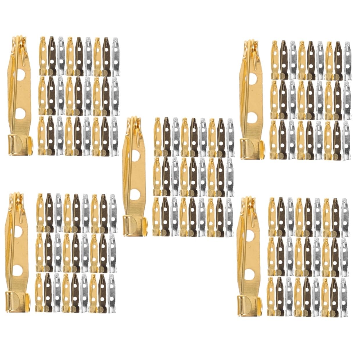 SHINEOFI 5 Set Di Spille Di Sicurezza Per Gioielli Forniture Per La Creazione Di Barre Di Rame Per Decorazioni 150 Pezzi * 5