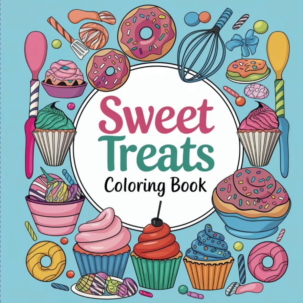 Sweet Treats Coloring Book: Sweet Treats Coloring Book: Coloring Book With Sweet Cookies, Cupcakes, Cakes, Chocolates and Ice Cream.
