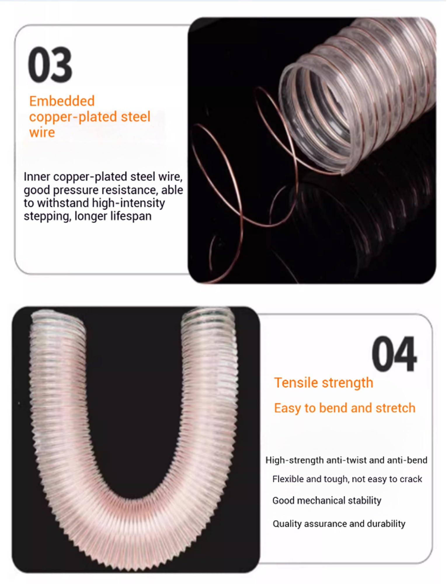 Tubo flessibile for polvere in poliuretano PU da 3,28 piedi | 5cm