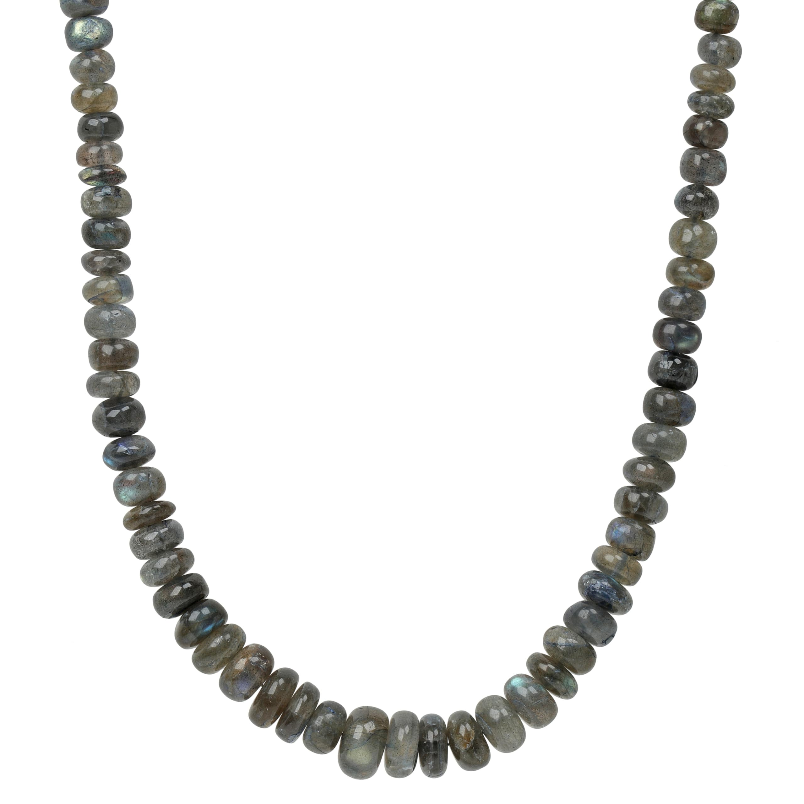 Labradorit Kette rhodiniert Collier mit 925 Silberverschluss
