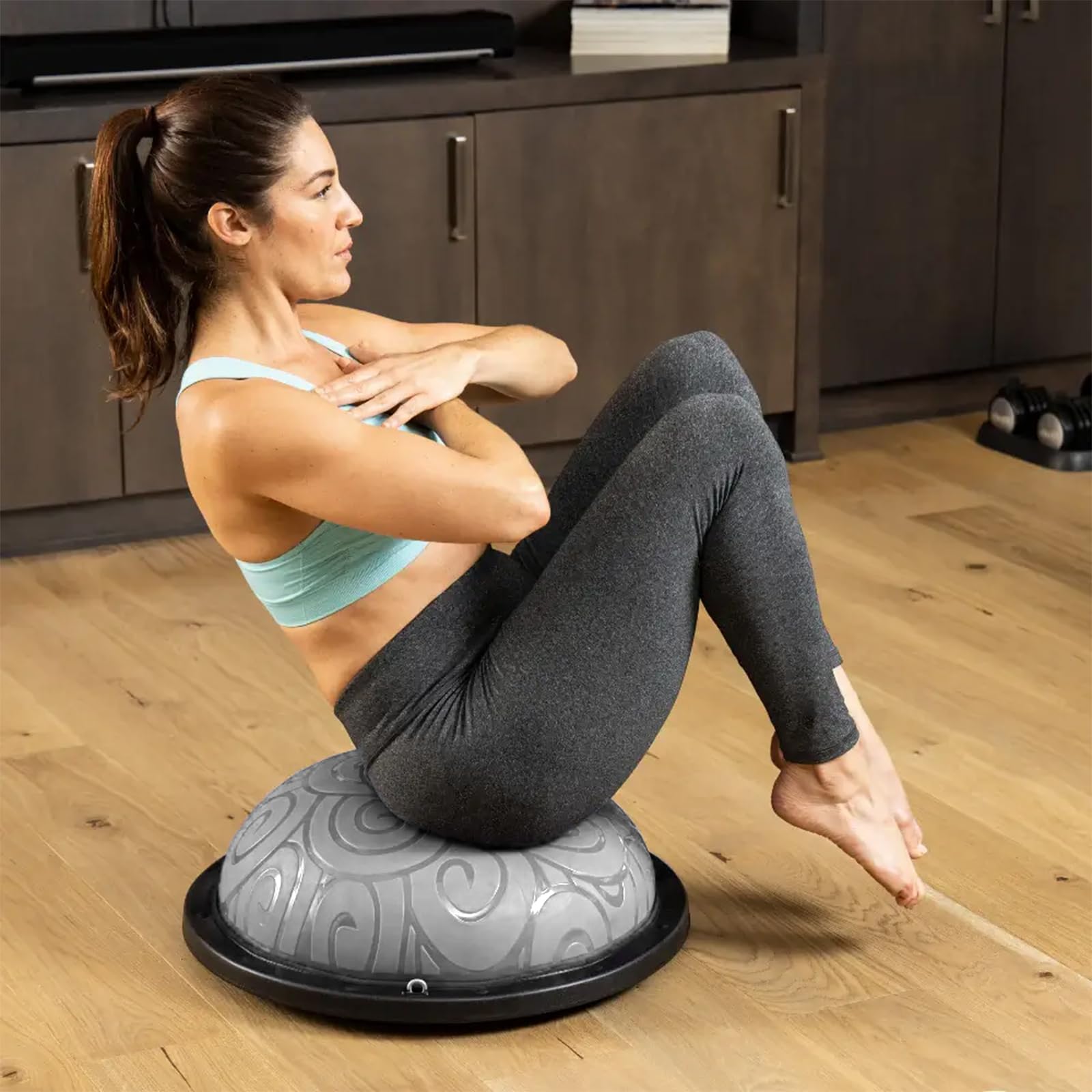 ATIVAFIT Entrenador de Equilibrio de Media Pelota con Correas para Yoga, balón de Equilibrio Antideslizante para Entrenamiento en casa, Fitness, Ejercicio, Entrenamiento de Fuerza, Gimnasio