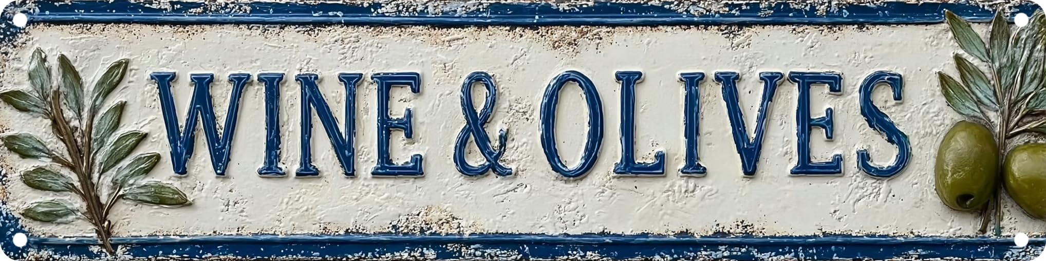 Vintage Tin Wine&Olives Sign Retro Metal Sign,Suitable For Home,Street,Shop,Garage,Bar,Farm,Garden - Multi-Purpose Metal Sign For Indoor/Outdoor Use Plaque 4x16 Inch