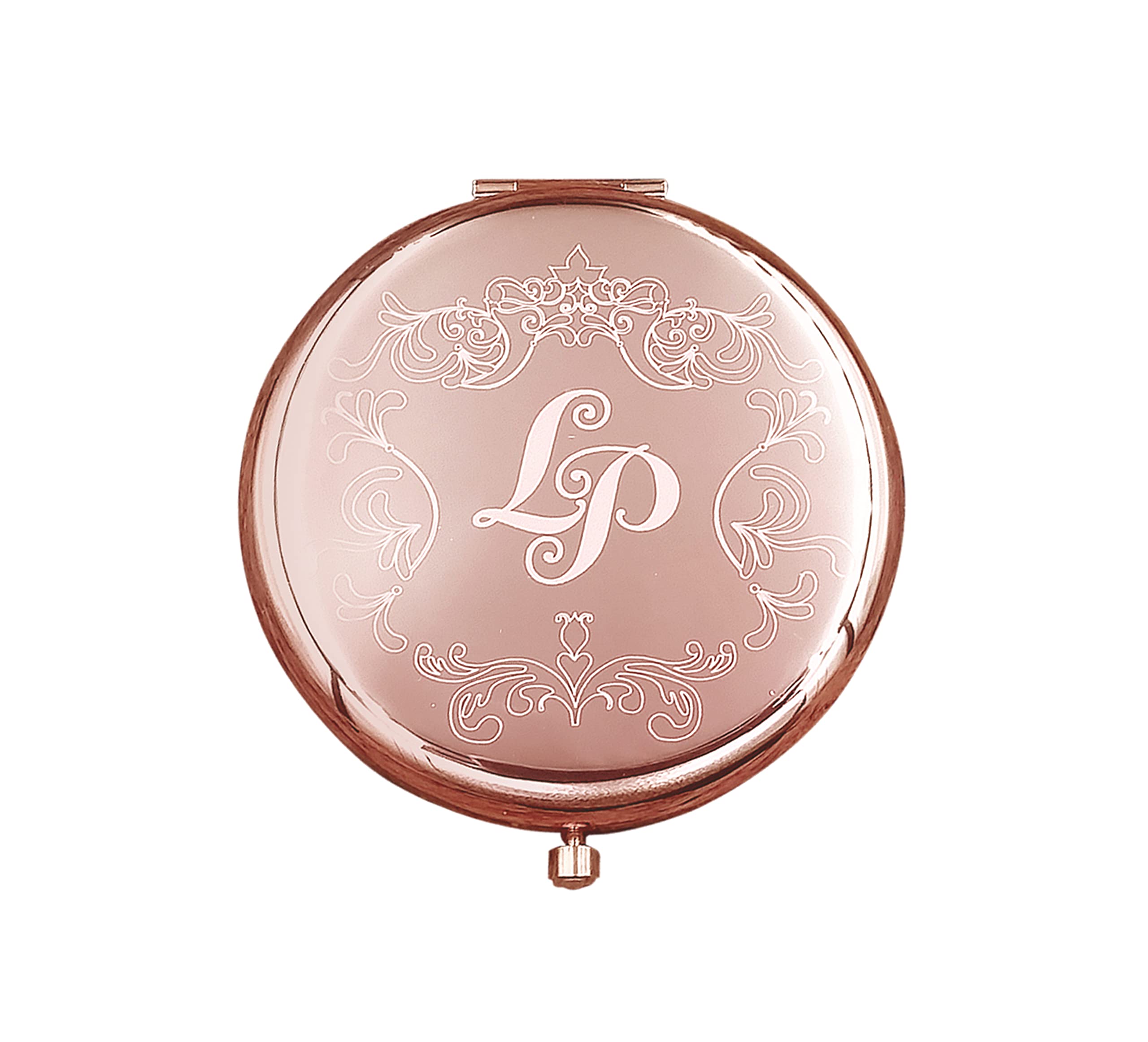 Taschenspiegel Handspiegel mit Gravur Farbe Roségold aus Edelstahl mit Vergrößerungsspiegel