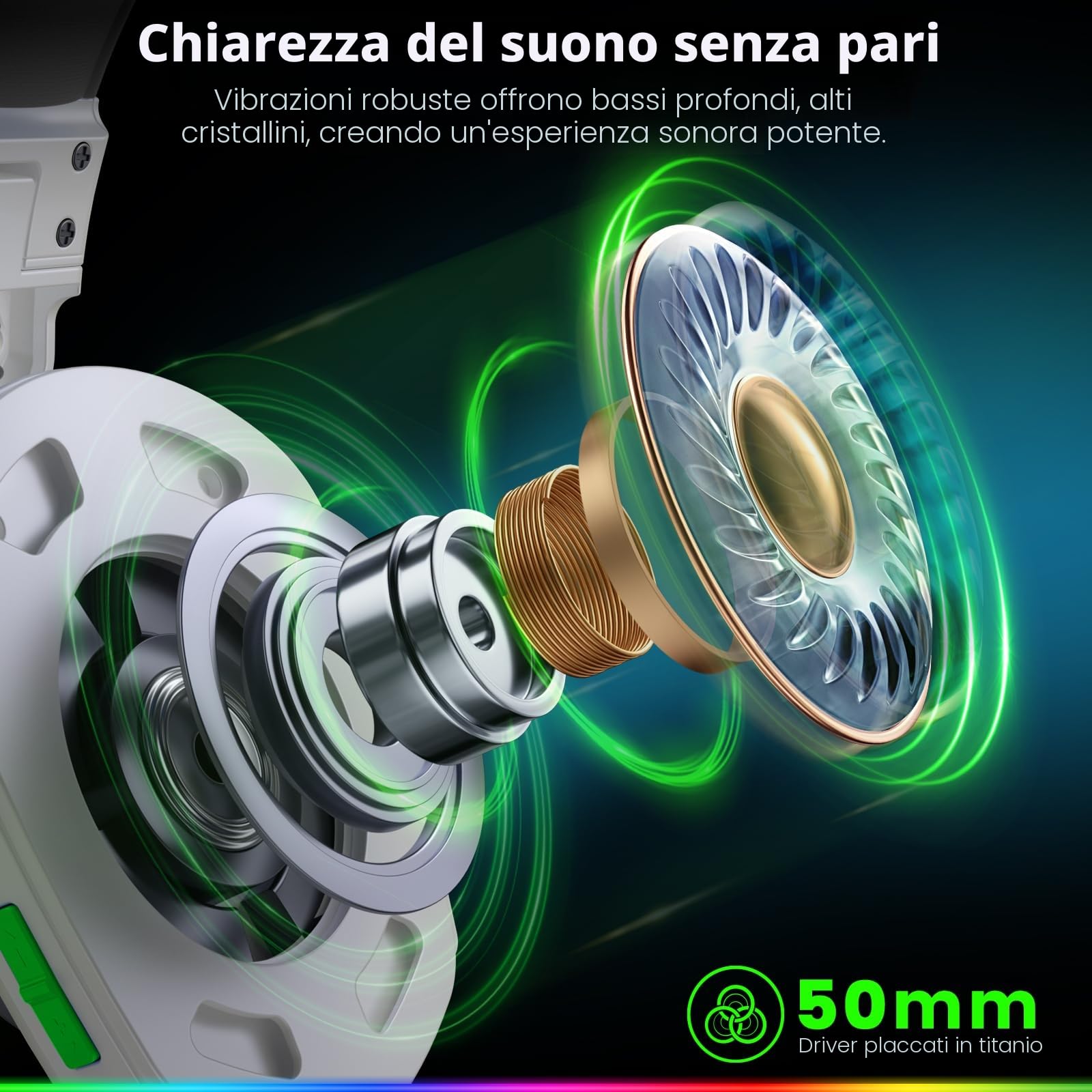 WESEARY WG1 Cuffie Gaming Wireless, 2,4 GHz Cuffie Gaming con Microfono per PS5, PS4, PC, Switch, Mac, Mobile, Cuffie per PS5 con Stereo, Cuffie Bluetooth Over Ear con Luce LED, Batteria da 50 Ore