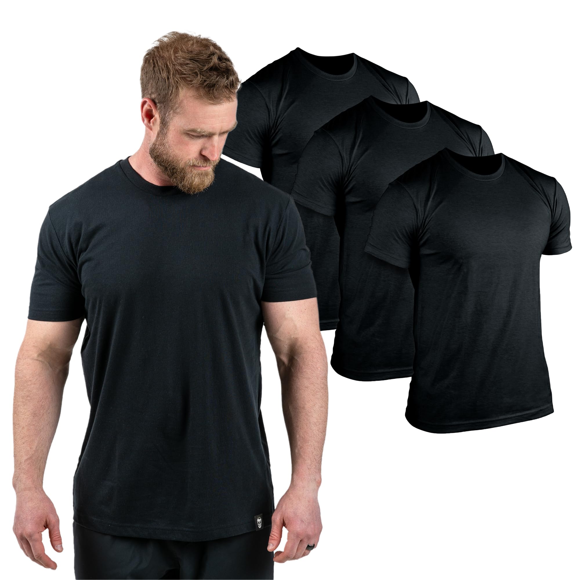 Gymreapers Clip Tag Athletic Shirts for Men - Short Sleeve Workout Gym Shirts - Tagless Crew Neck T-Shirt