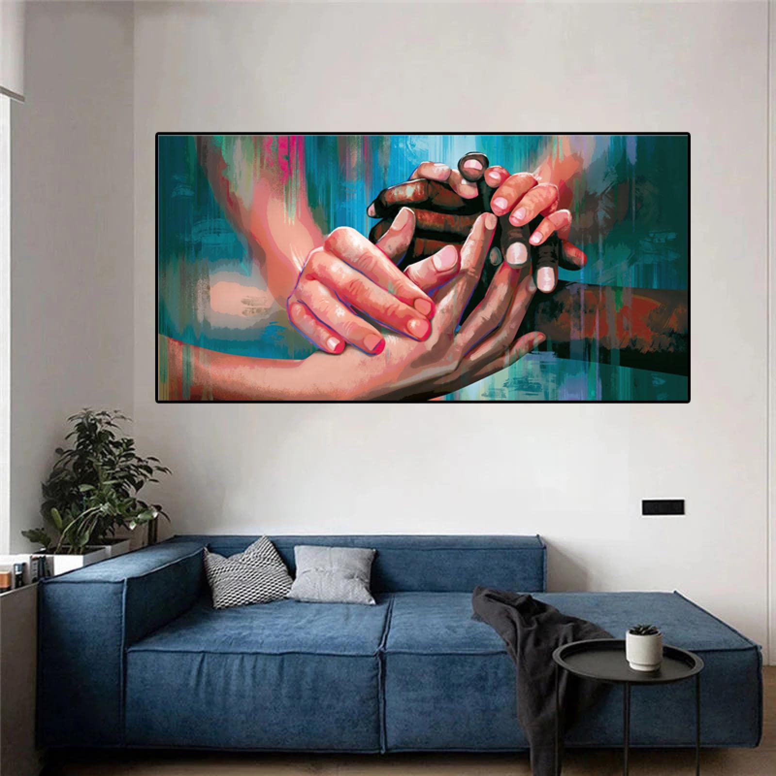 Amazon.co.jp: 抽象的な水彩画手壁アートキャンバス絵画連帯シェイク