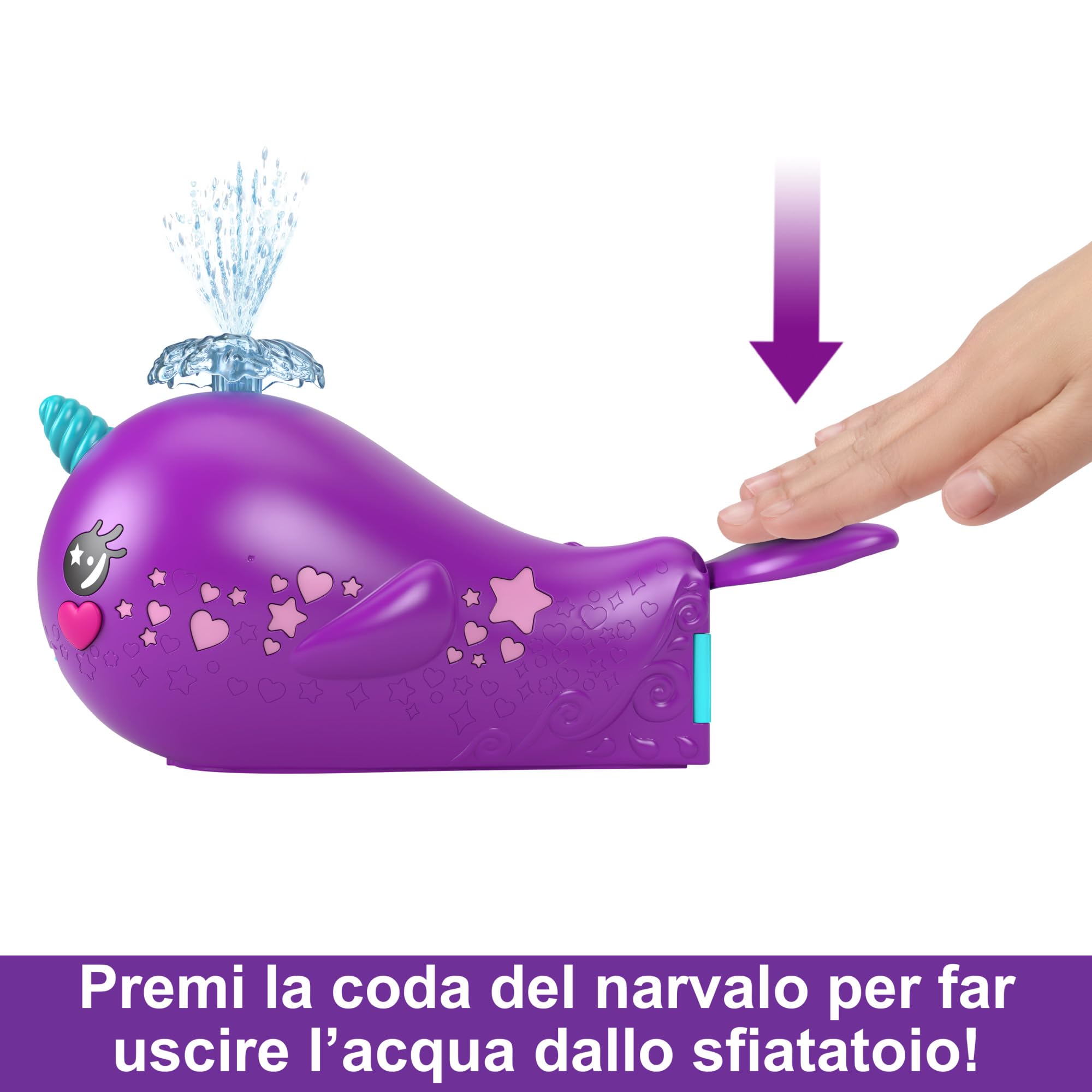 Polly Pocket Avventura sull'Isola dei Cristalli - Narvalo Grandi Avventure, playset barca a due piani con 2 bambole, 3 perle solubili e 13 accessori inclusi, giocattolo per bambini, 4+ anni, HKV71