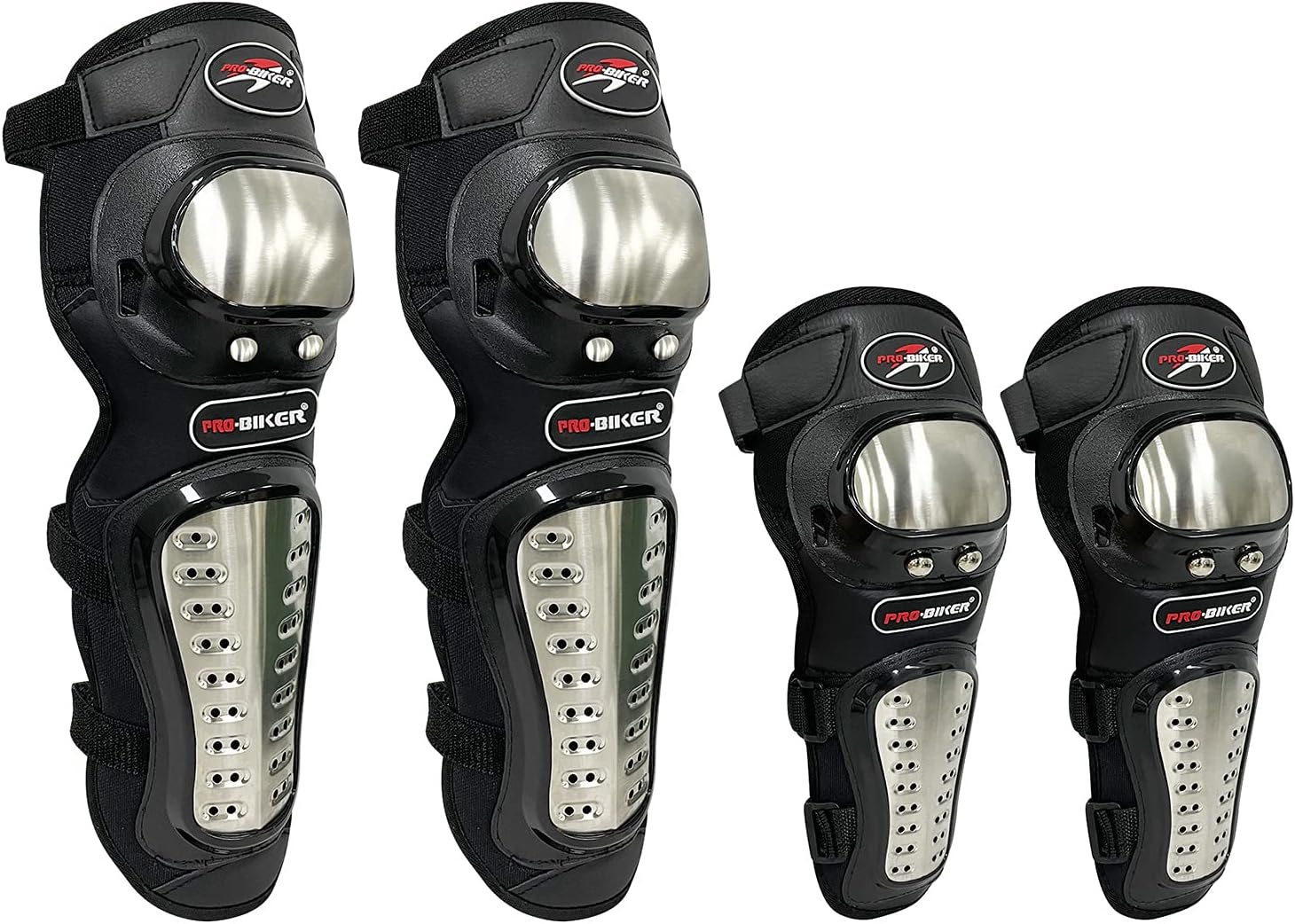 Sutekus Knee Pads Elbow Pads Stainless Steel Motorcycle Elbow Knee Shin Guards Protector For Motorcycle Cycling Mountain Biking 4PCS