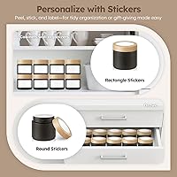 Vista 5 de Tarros de vidrio negro mate de 2 onzas con tapas, paquete de 3 recipientes de vidrio pequeños con tapas de plástico con veta de madera