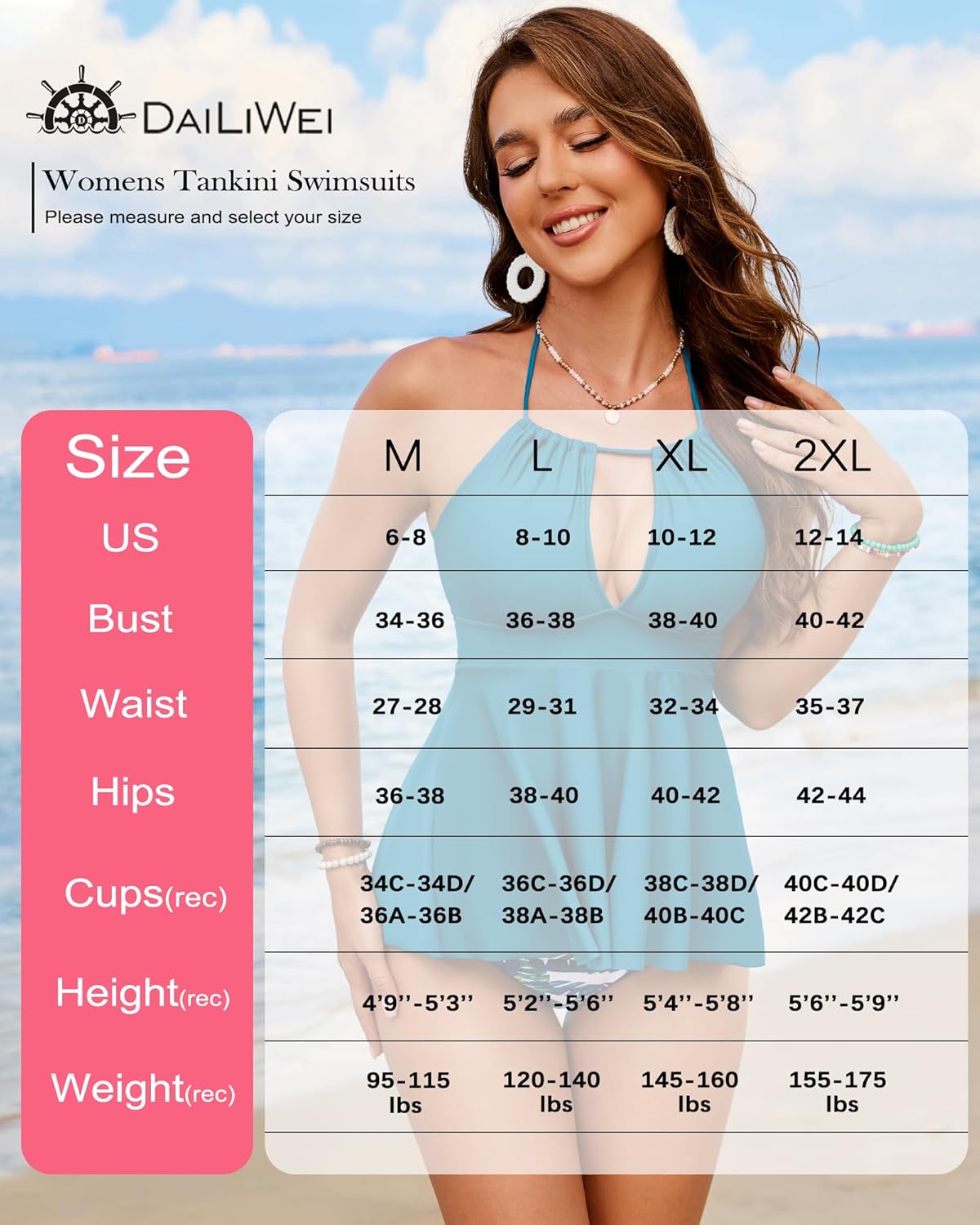 DaiLiWei Women Tankini Swimsuits Tummy Control Full Coverage Bathing Suit Modest High Waisted Swim Suits Plus Size Bikini - Image 7