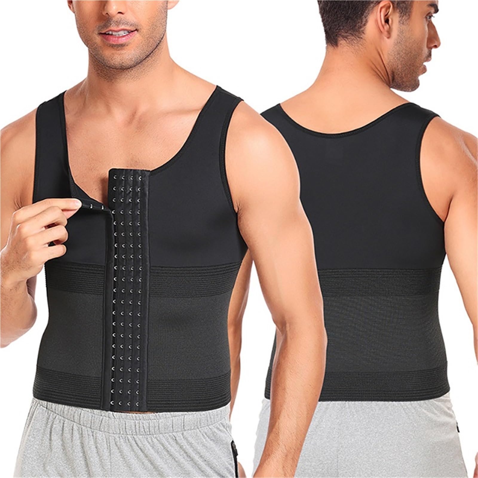 Prendas Moldeadoras Hombre Camiseta sin Mangas Moldeadora de Cintura con Control Abdomen y 4 Filas Ganchos for Hombre. Camisetas compresión for moldear el Cuerpo. Faja Reductora