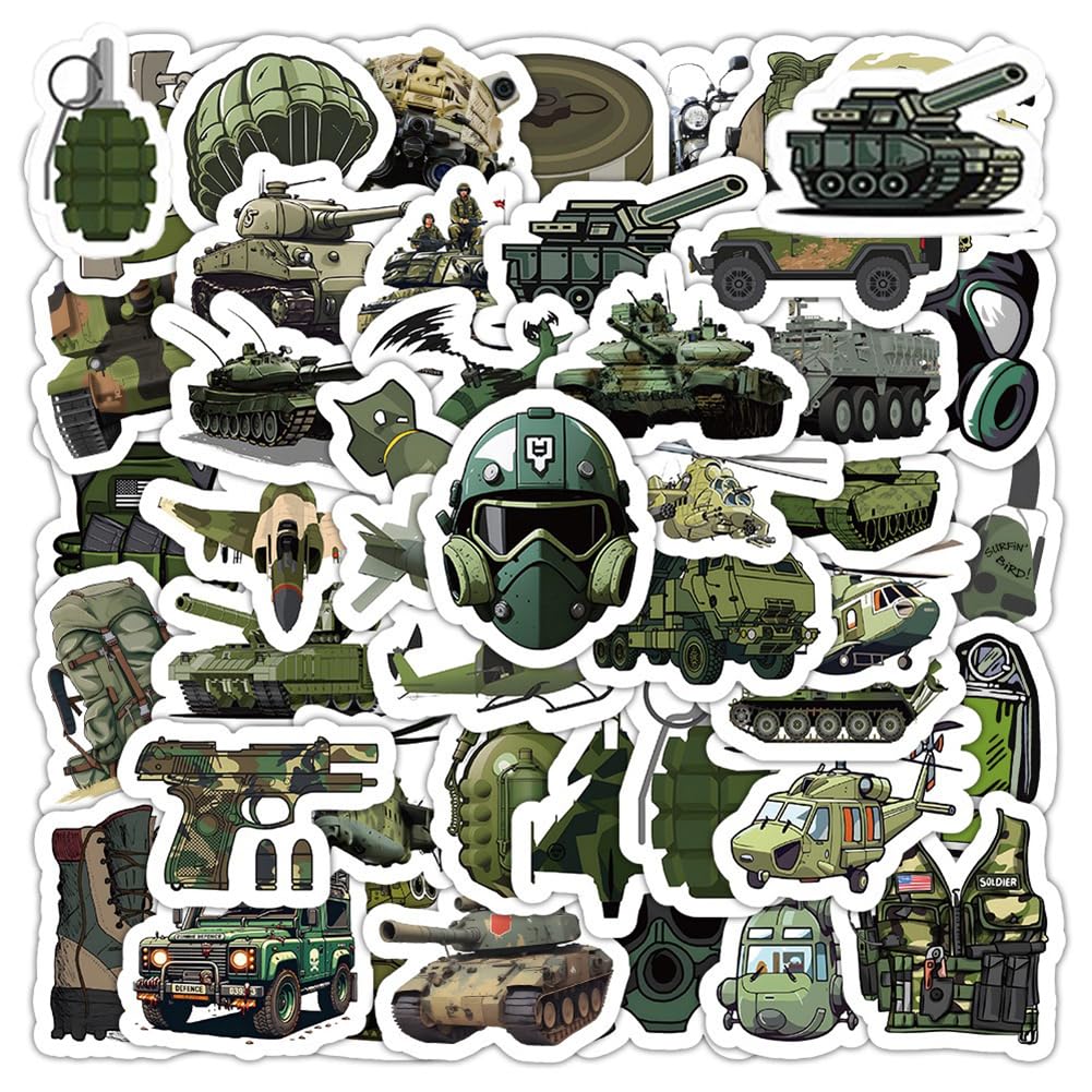 Ayedidun Military Equipment Stickers |50Pcs Army Weapon Waterproof Vinyl Decals For Helmet Water Bottles Bicycle Laptop Refrigerator Luggage Computer Mobile Phone Skateboard Bike