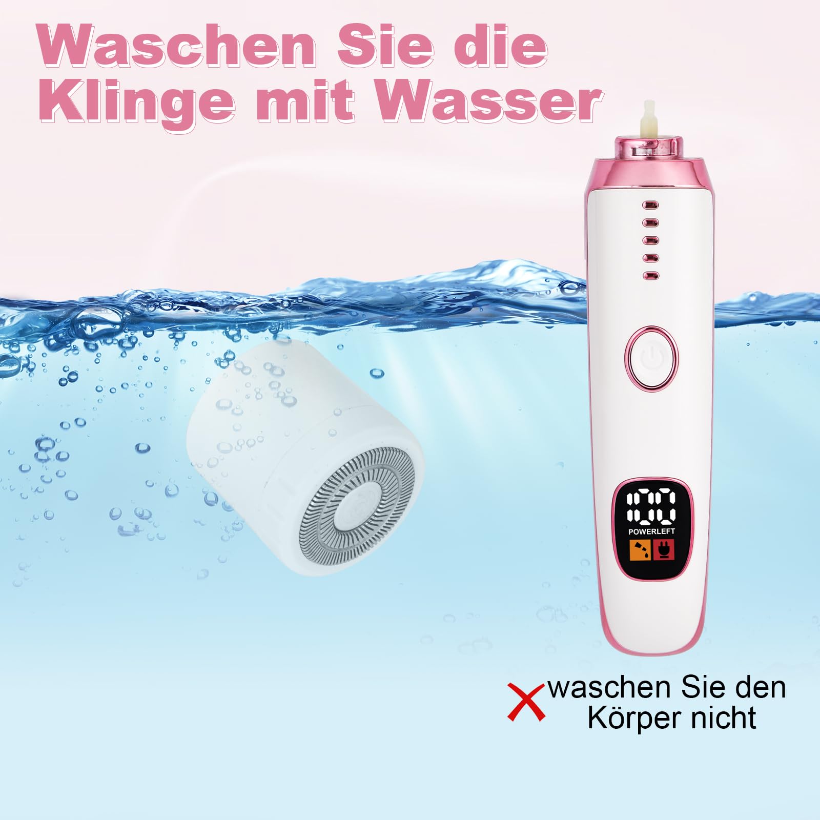 Rasoio Elettrico per le Donne, Rasoio Elettrico 5-in-1 per il Corpo, Rasoio Secco Bagnato Indolore per Bikini, Ascelle, Gambe, Sopracciglia e naso, Ricarica USB