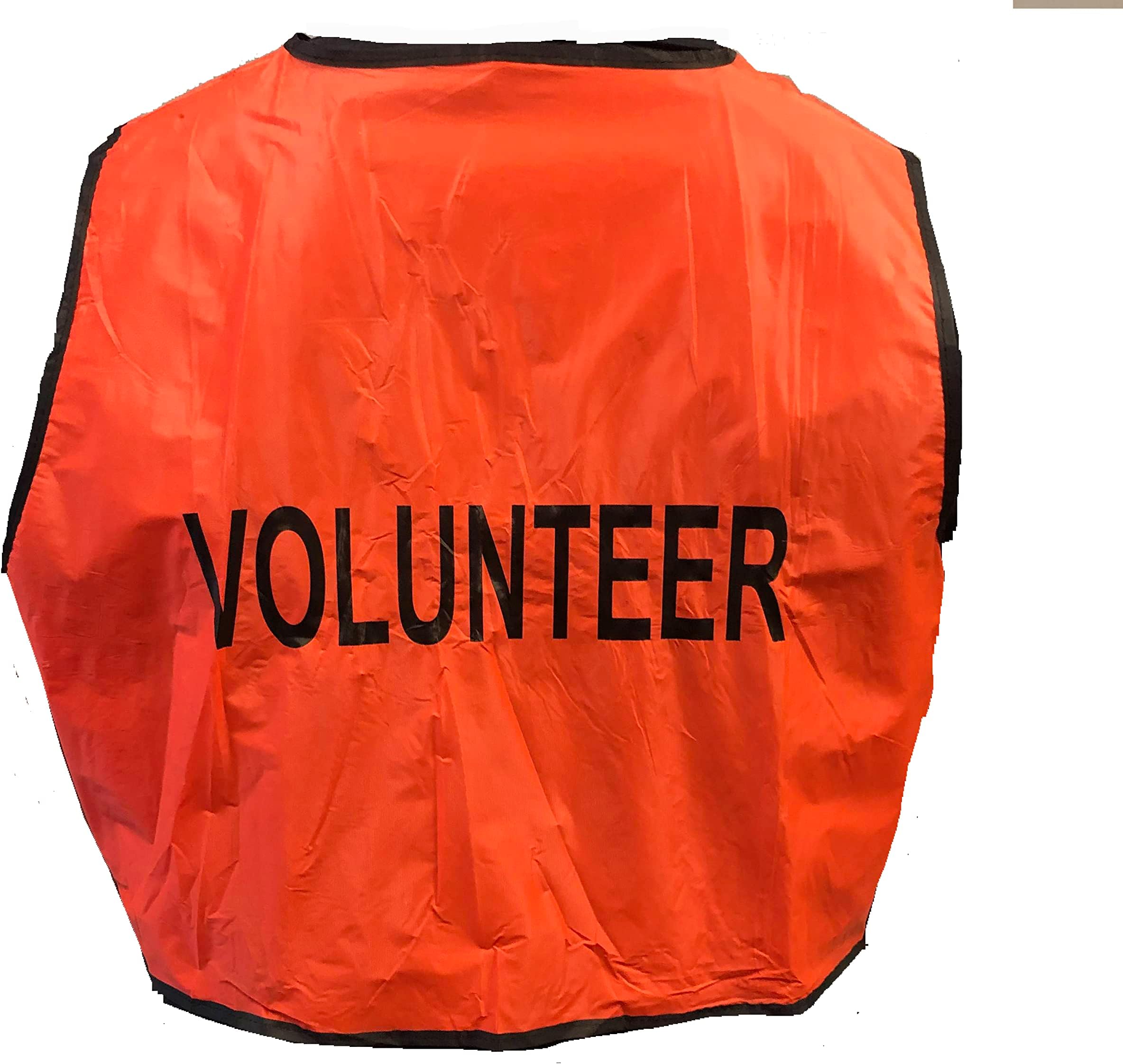 ArcMate Economy Safety Vest, Soft Vinyl with Tie Closure for Identifying Staff, VOLUNTEER Imprint on Back, Orange, Large (7443)